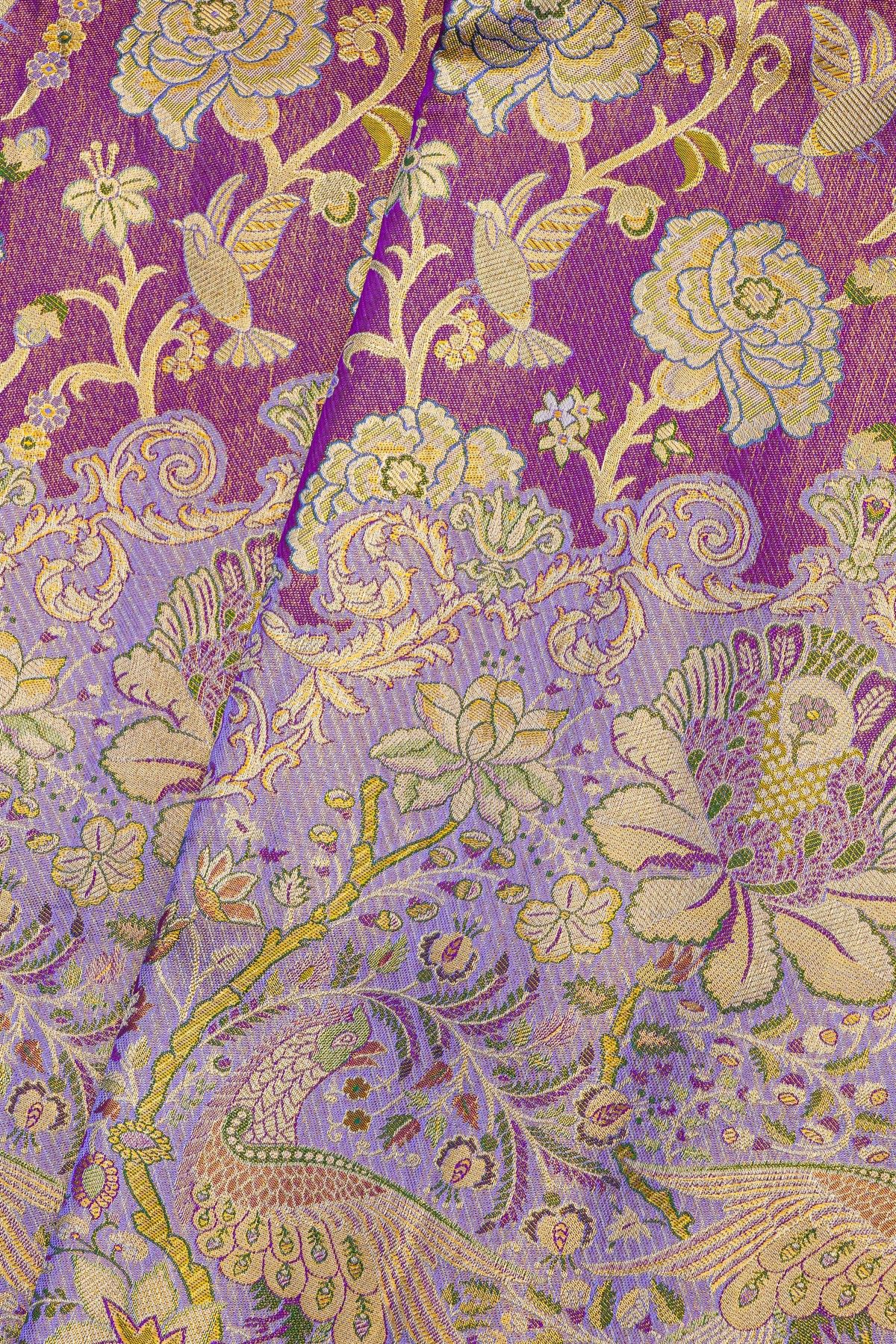 Kancheepuram Silk Purple Saree With All Over Meenakari Body And Border