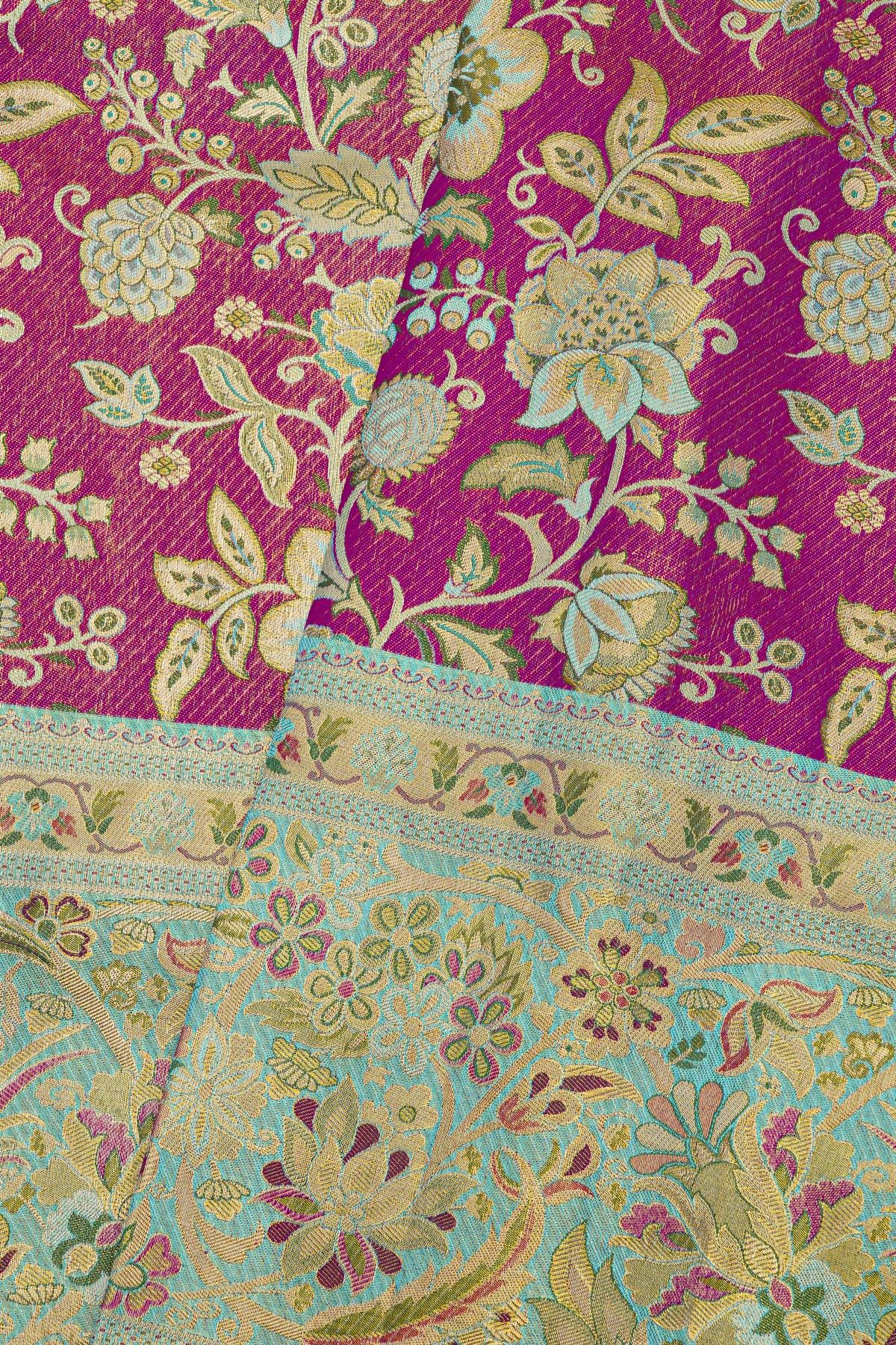 Kancheepuram Silk Rani Pink Saree With All Over Jamdani Weaving