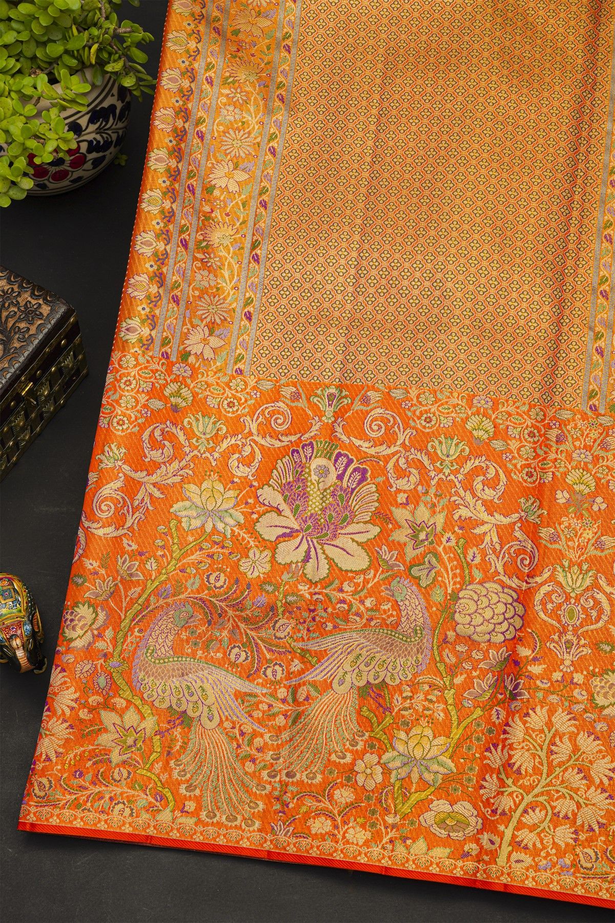 Kancheepuram Silk Purple Saree With All Over Meenakari