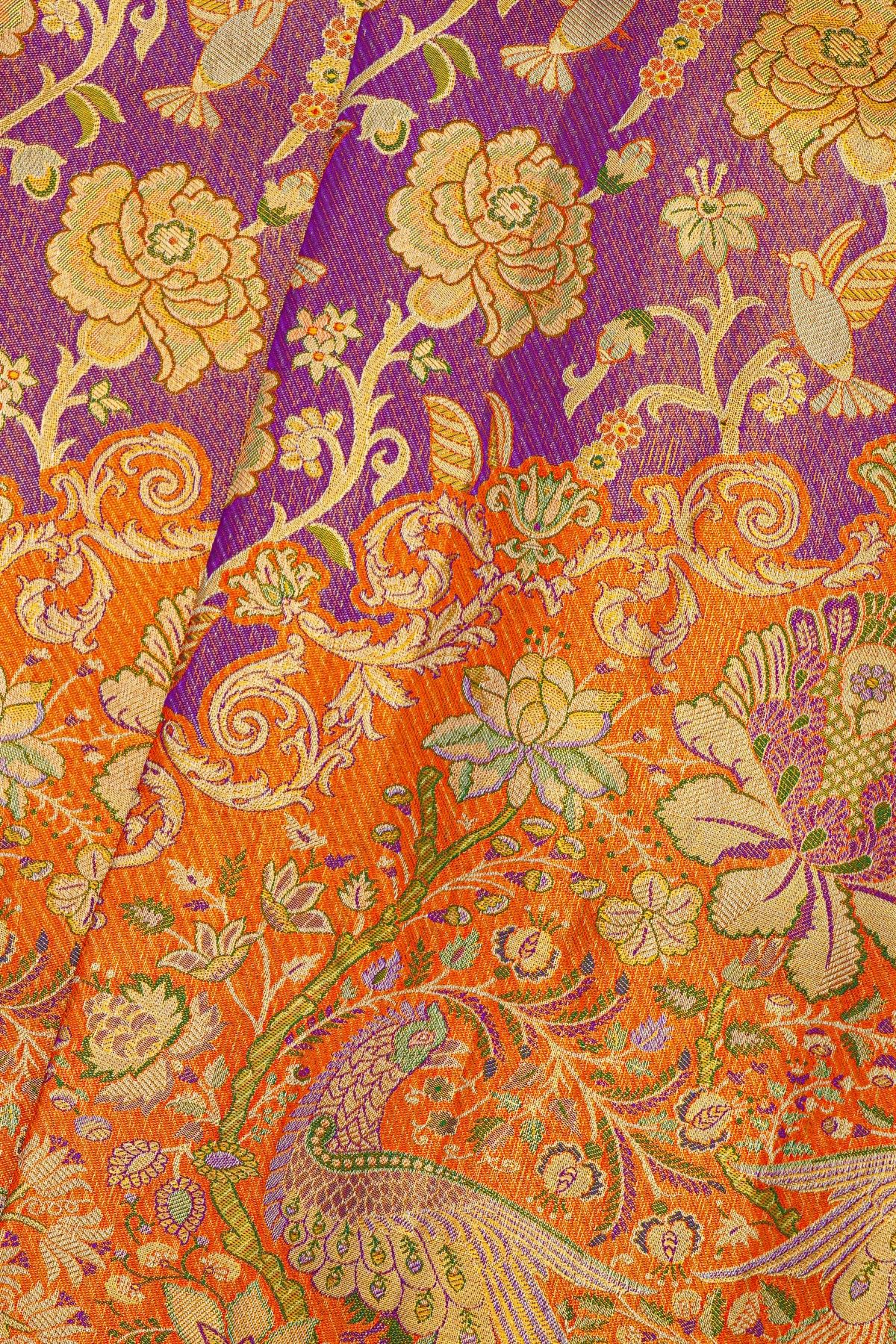 Kancheepuram Silk Purple Saree With All Over Meenakari
