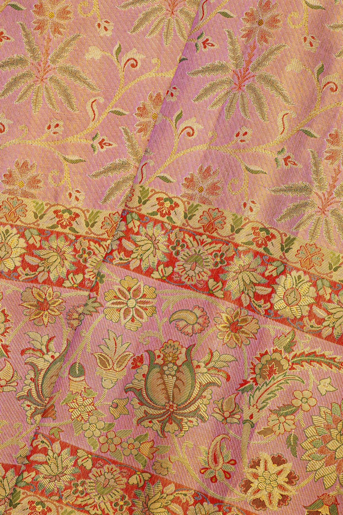 Kancheepuram Silk Baby Pink Saree With All Over Meenakari