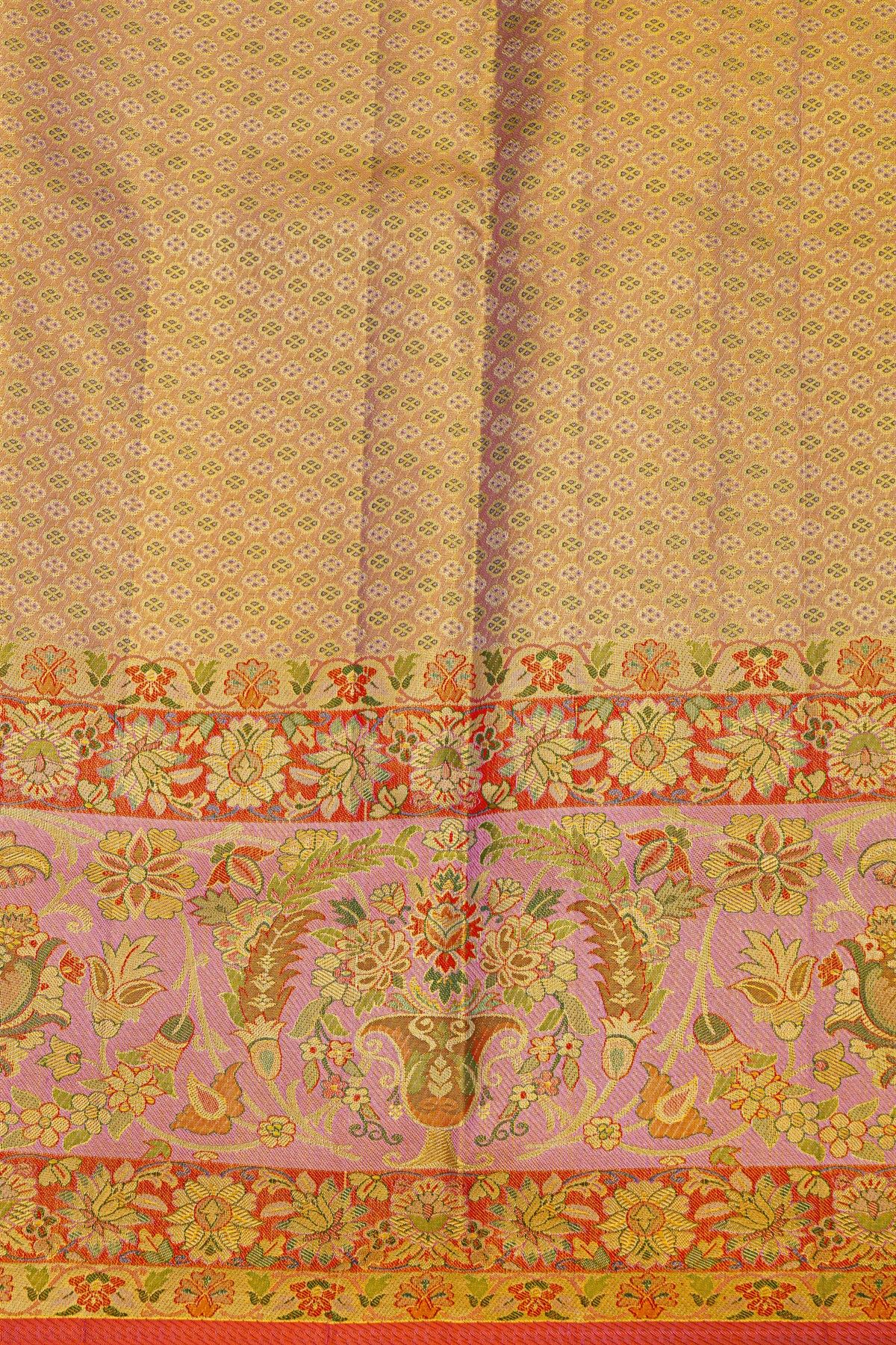 Kancheepuram Silk Baby Pink Saree With All Over Meenakari