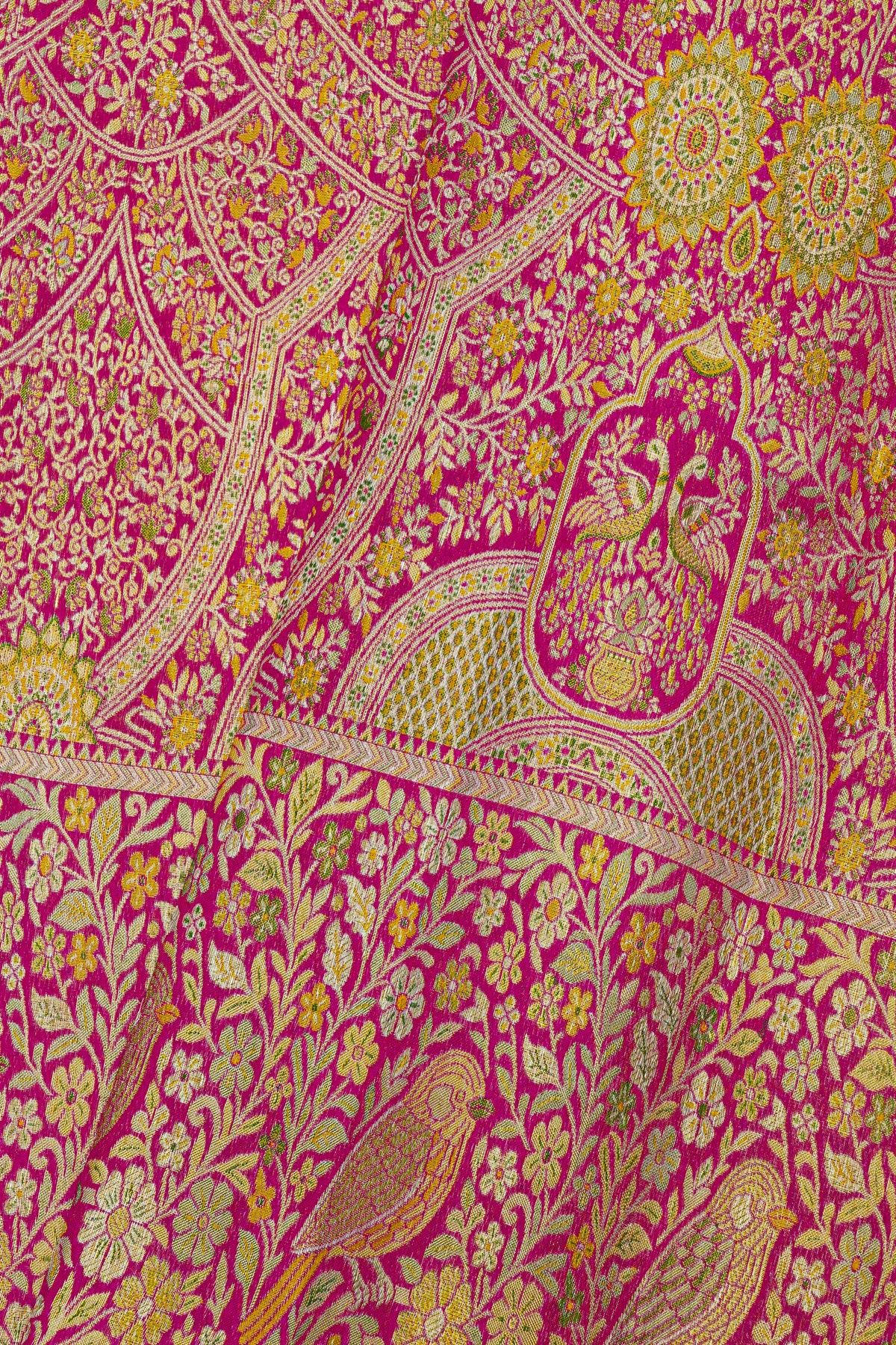 Kancheepuram Silk Rani Pink Saree With All Over Meenakari Bridal Saree