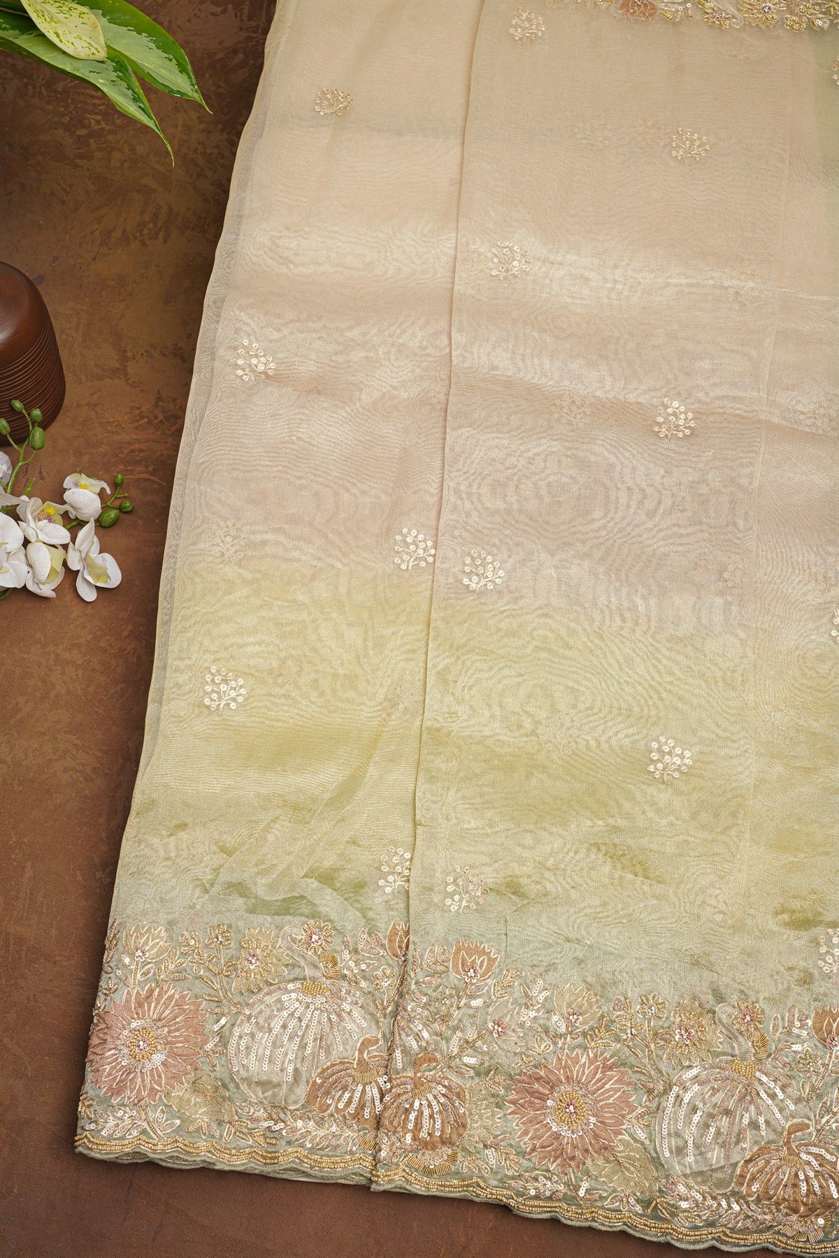 Fancy Tissue Dual Colour Saree