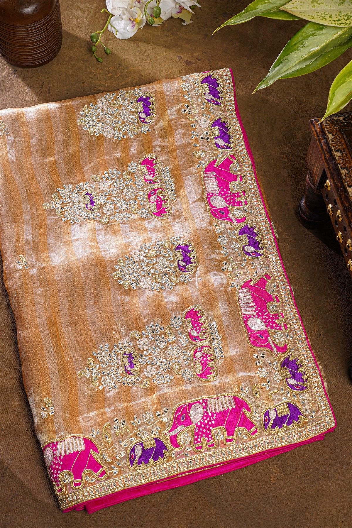 Fancy Tissue Multi-Colour Saree