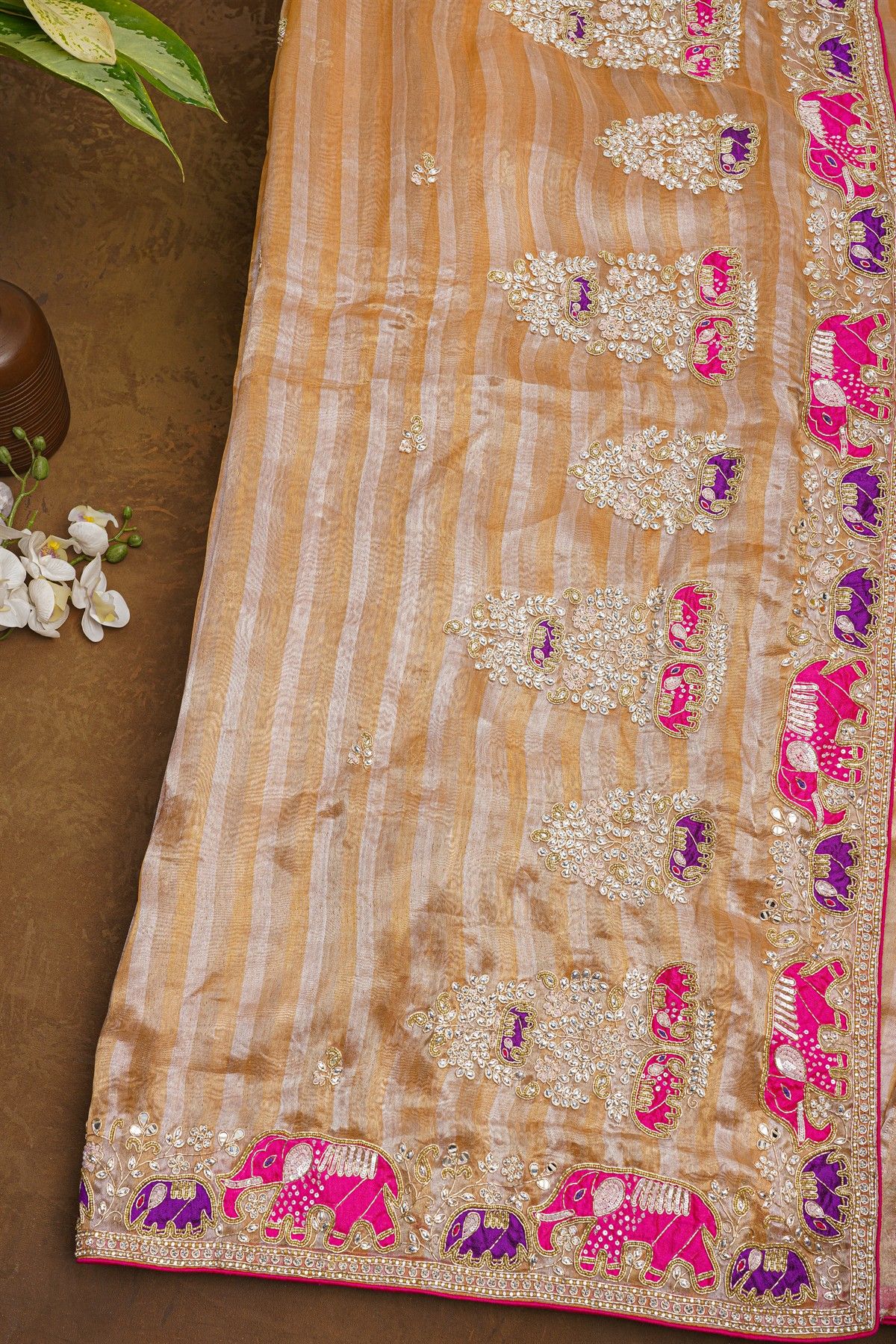 Fancy Tissue Multi-Colour Saree