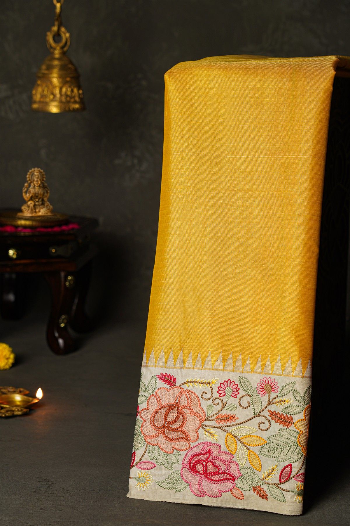 Kancheepuram Silk Yellow Saree