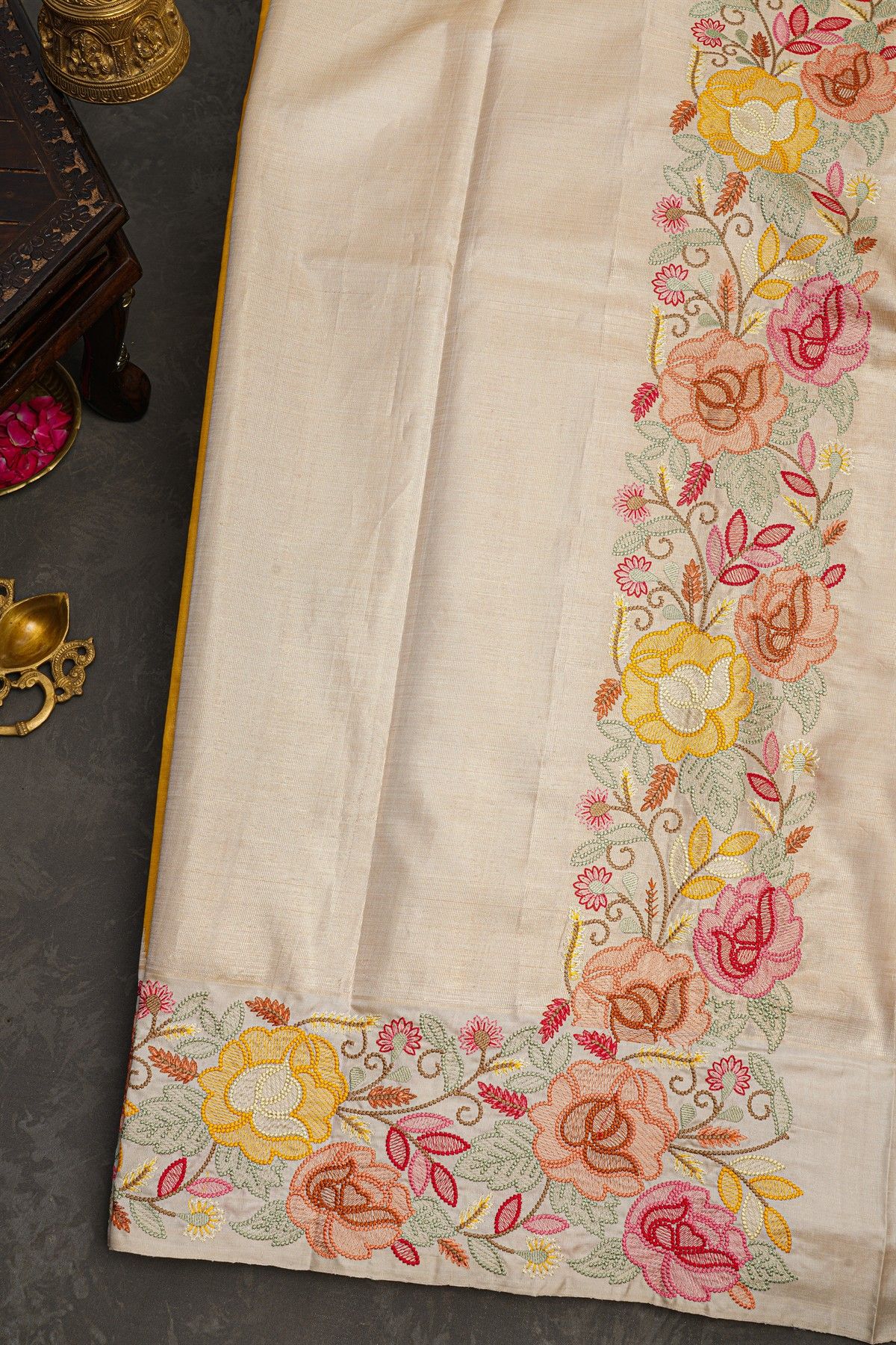 Kancheepuram Silk Yellow Saree