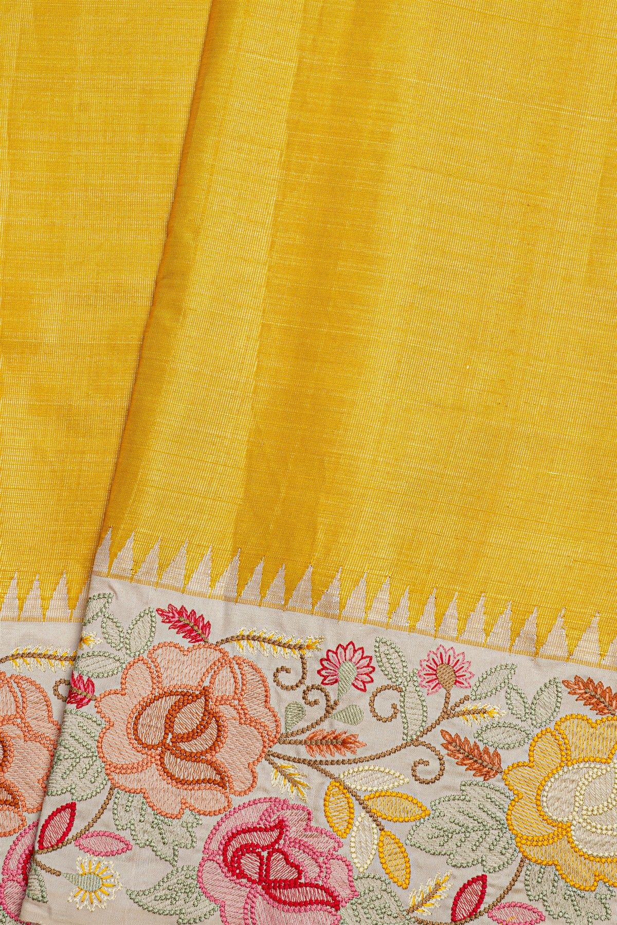 Kancheepuram Silk Yellow Saree