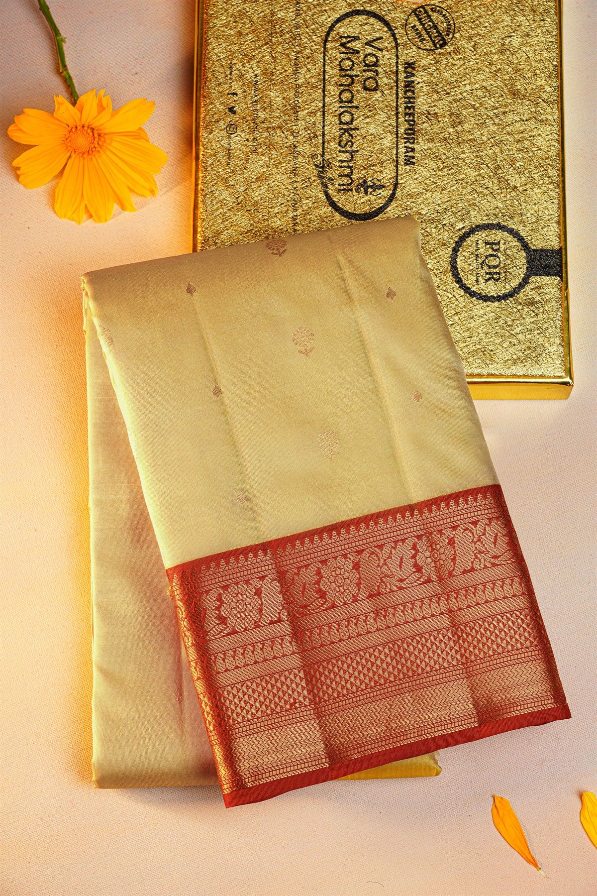 Kancheepuram Silk Off White Saree