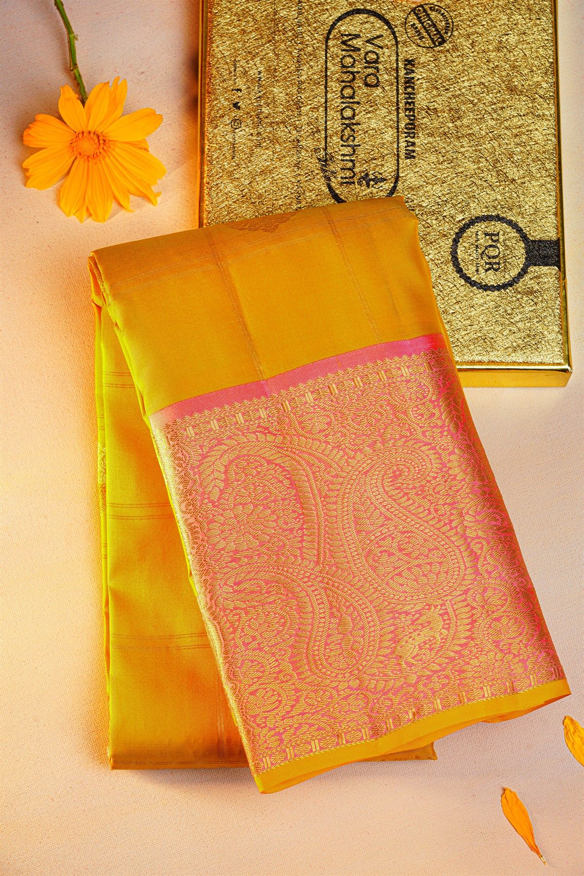 Kancheepuram Silk Mustard Saree