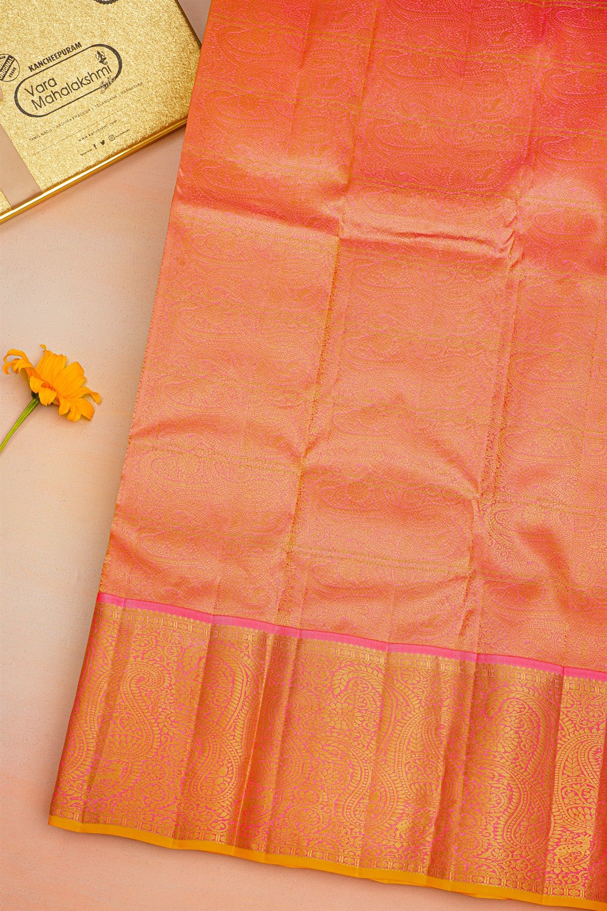 Kancheepuram Silk Mustard Saree