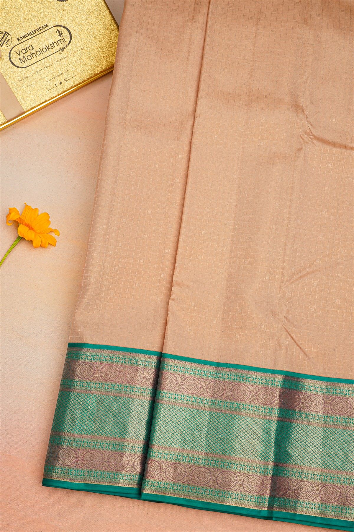 Kancheepuram Silk Salmon Peach Saree