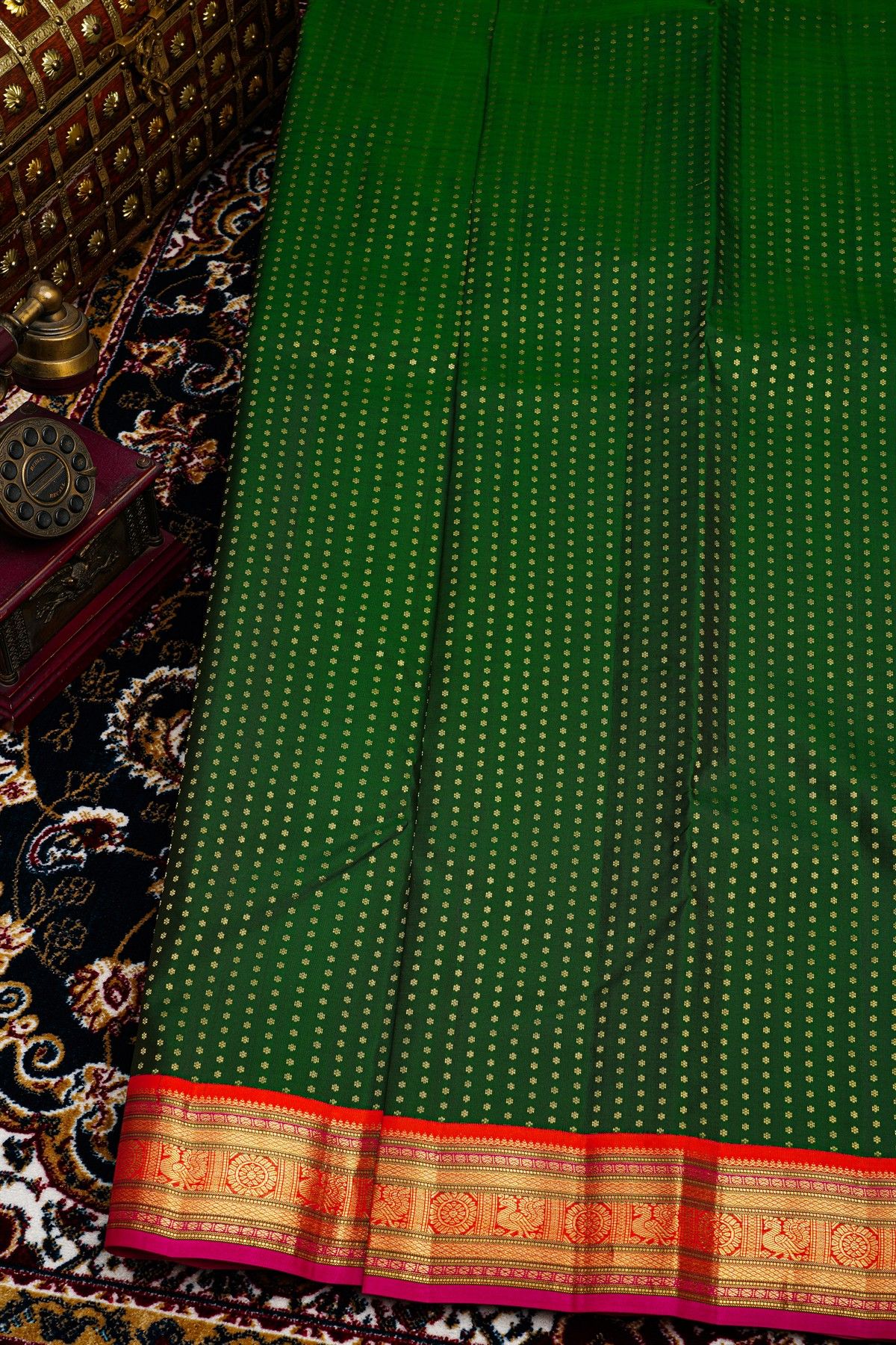 Kancheepuram Silk Bottle Green