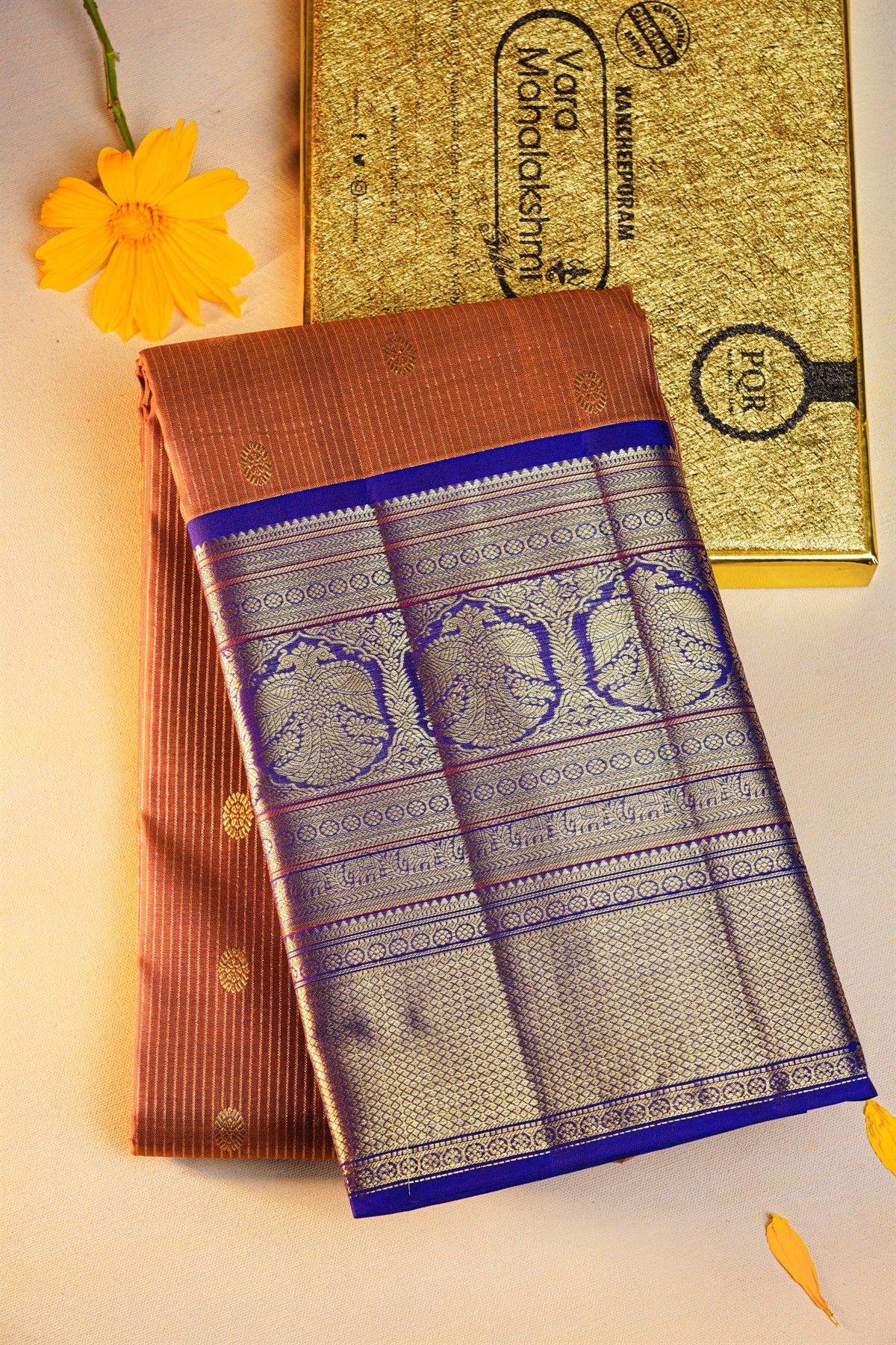 Kancheepuram Silk Rust Saree