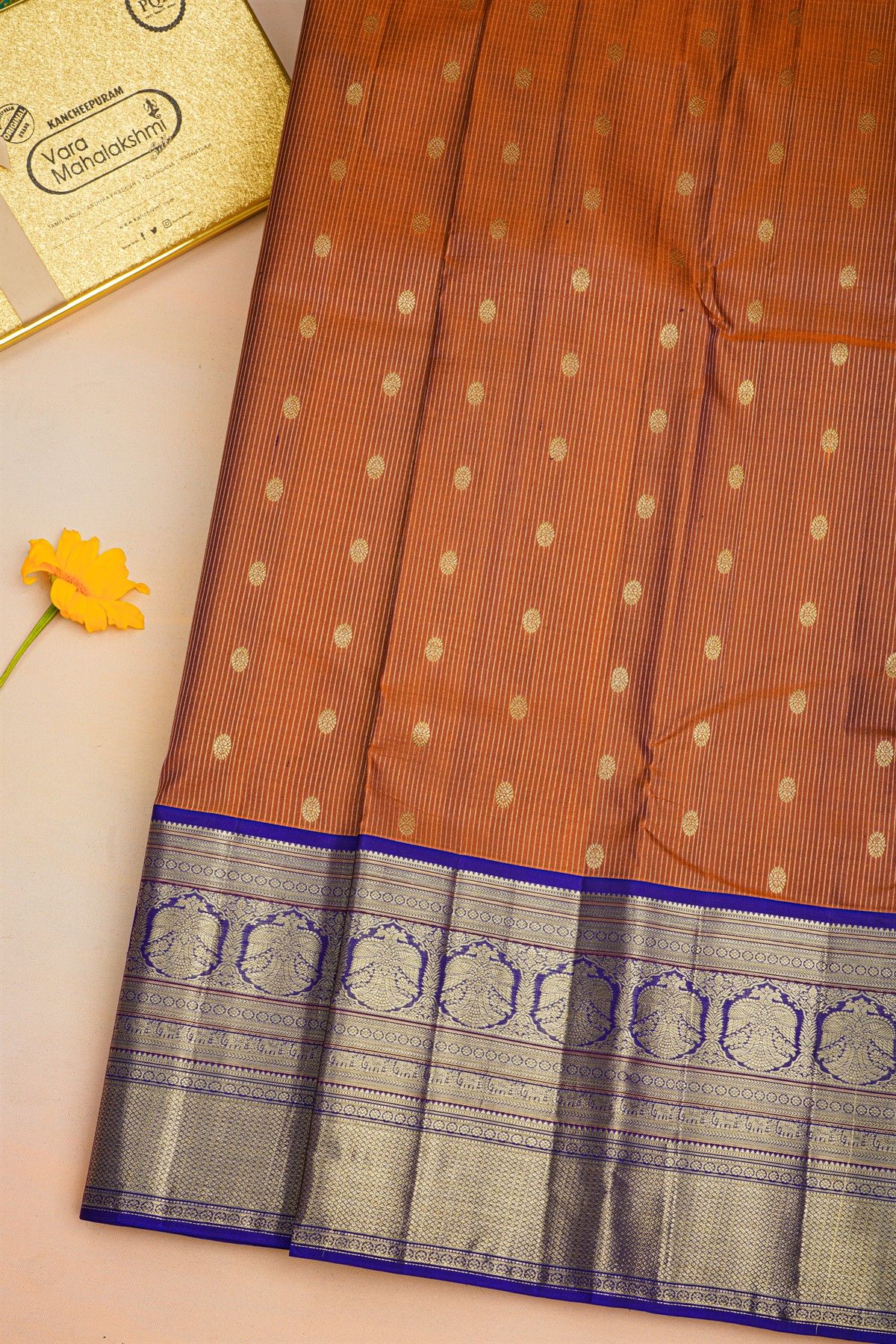 Kancheepuram Silk Rust Saree