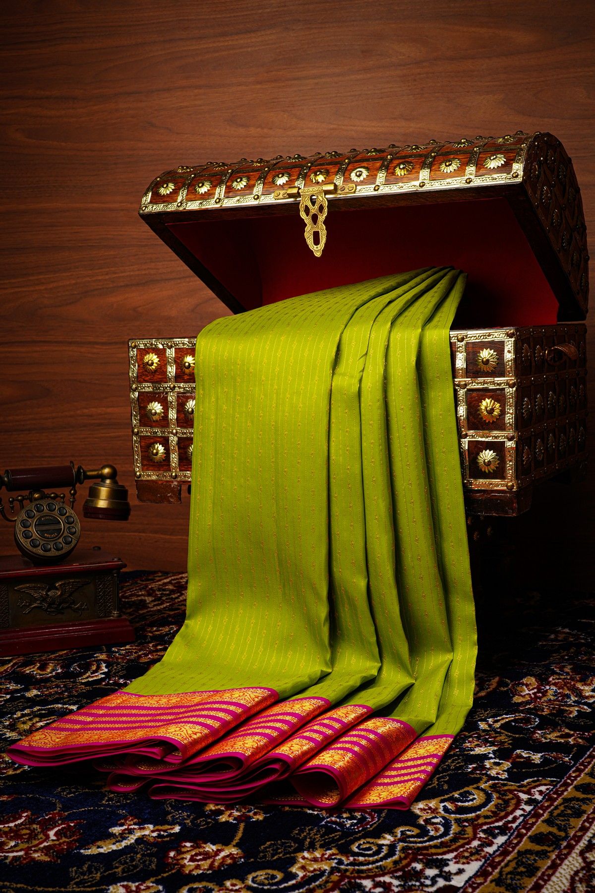 Kancheepuram Silk Parrot Green Saree