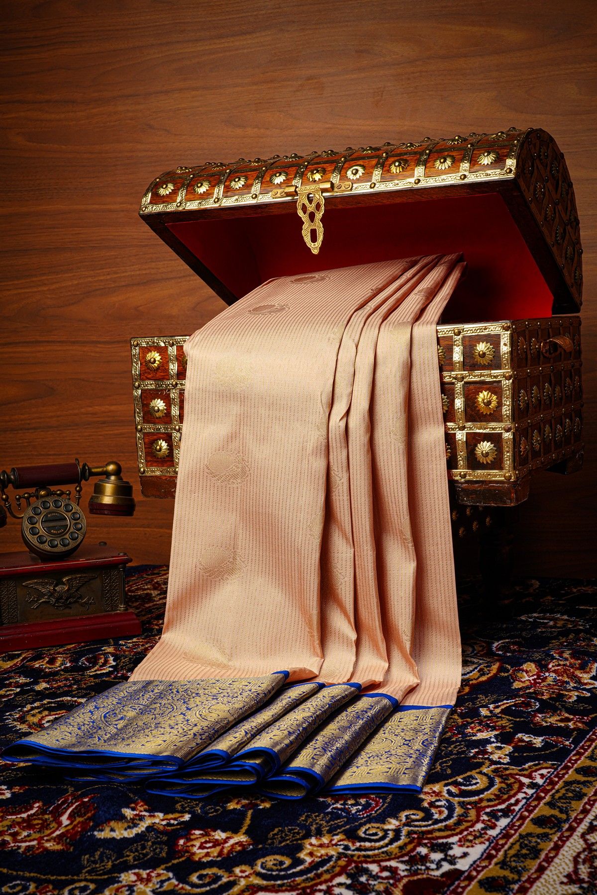 Kancheepuram Silk Peach Saree
