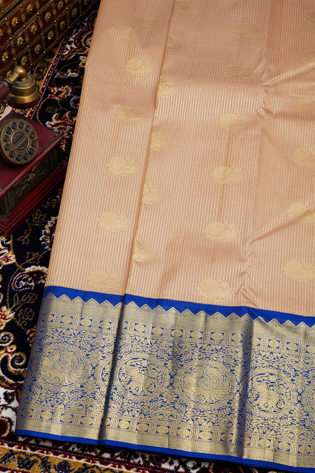 Kancheepuram Silk Peach Saree