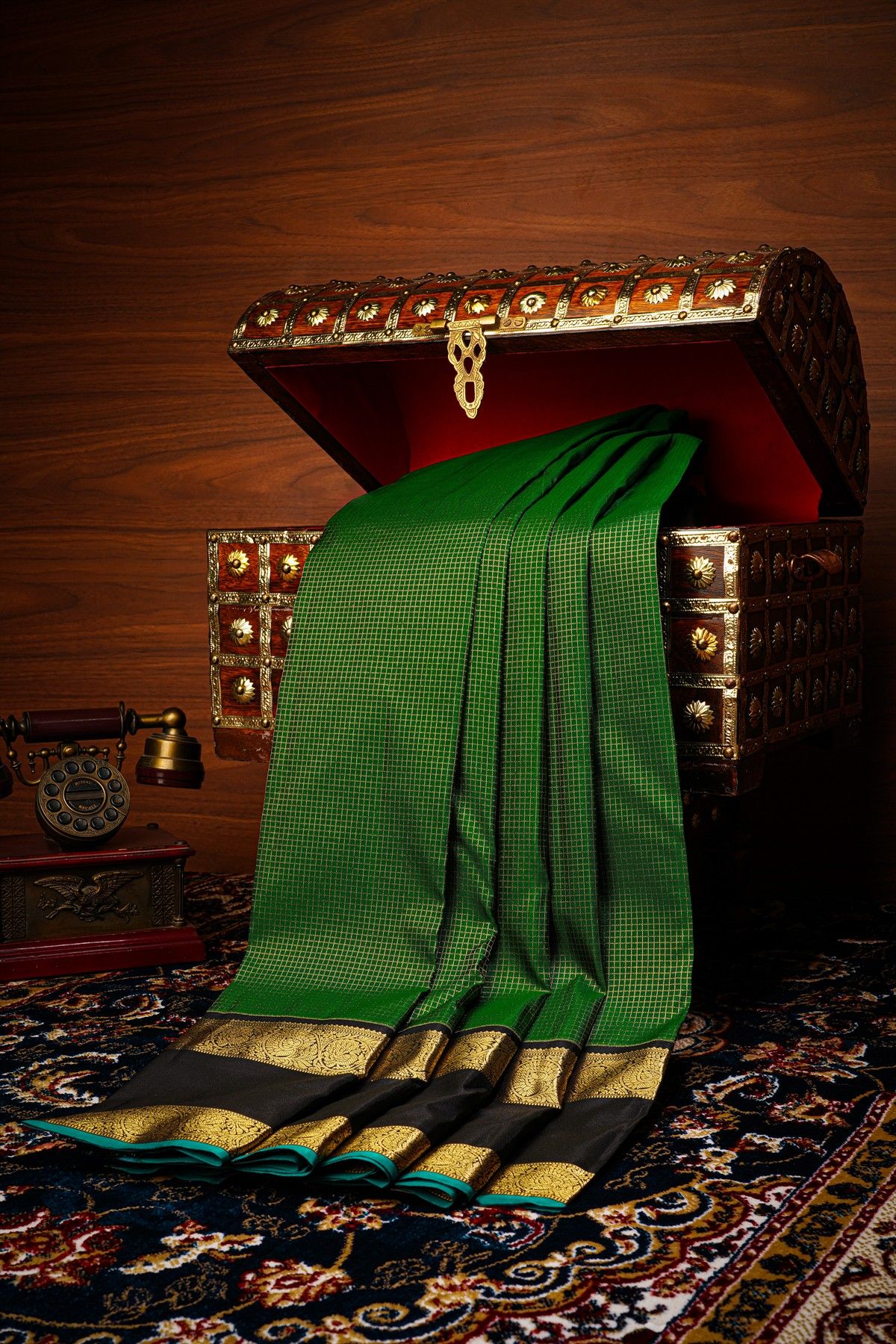 Kancheepuram Silk Bottle Green Saree