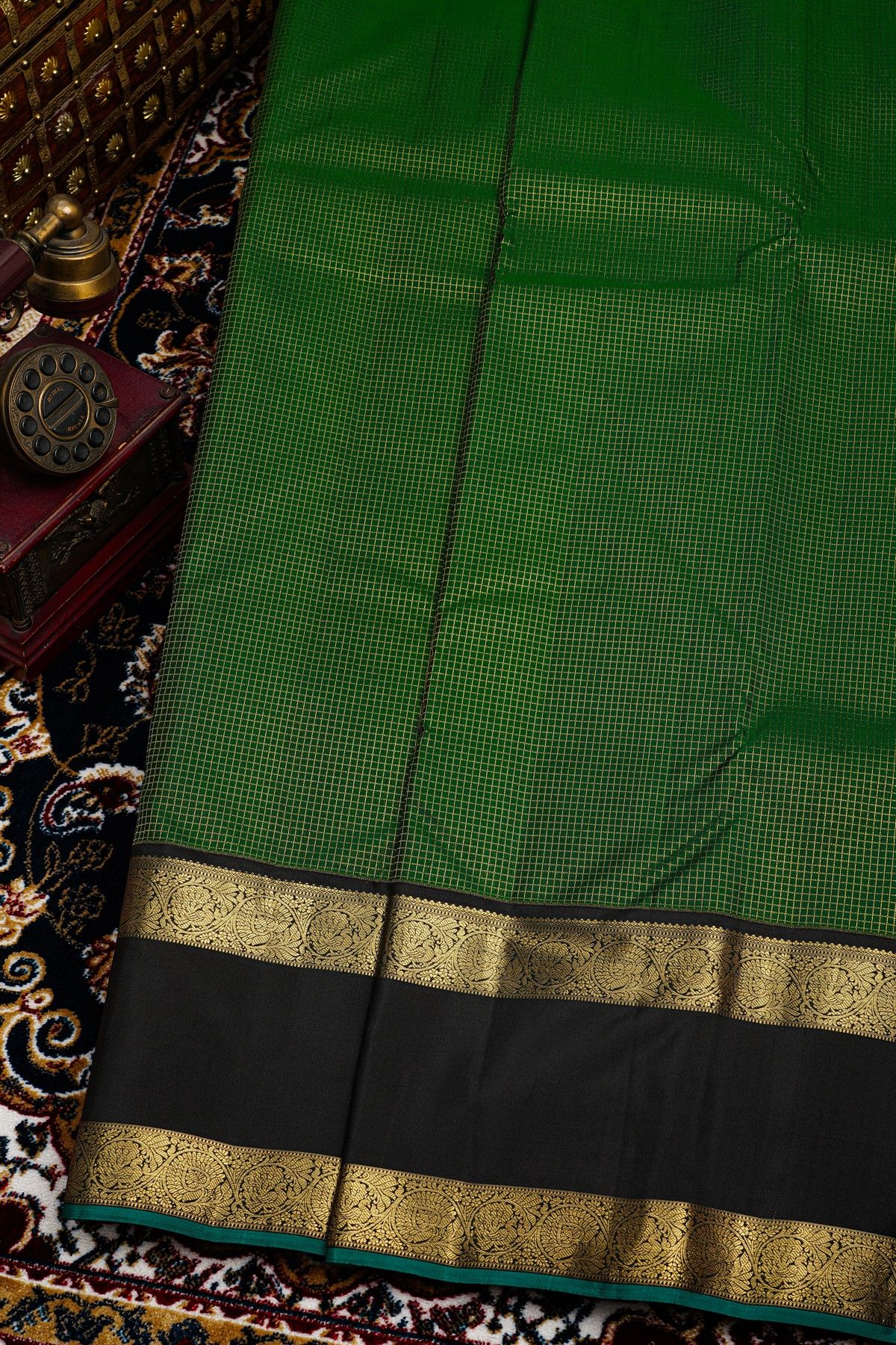 Kancheepuram Silk Bottle Green Saree