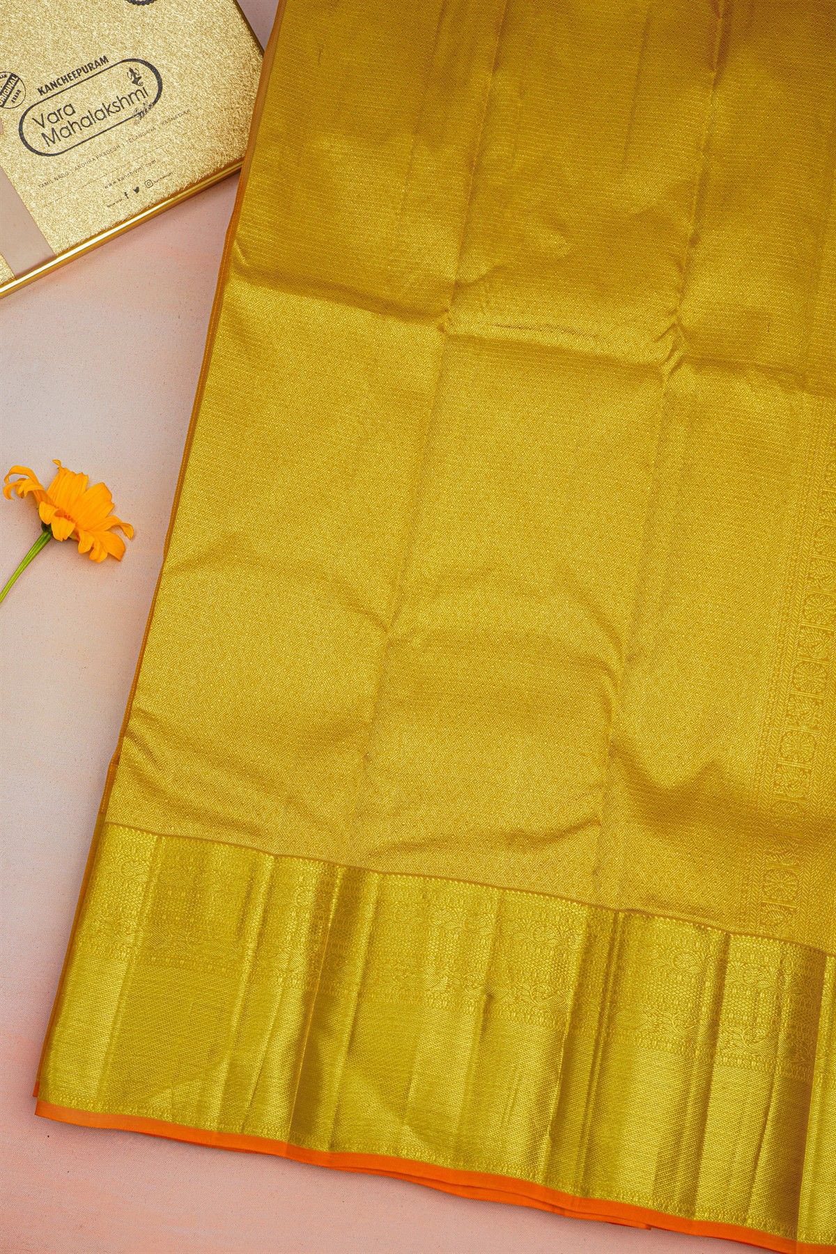 Kancheepuram Silk Lime Yellow Saree