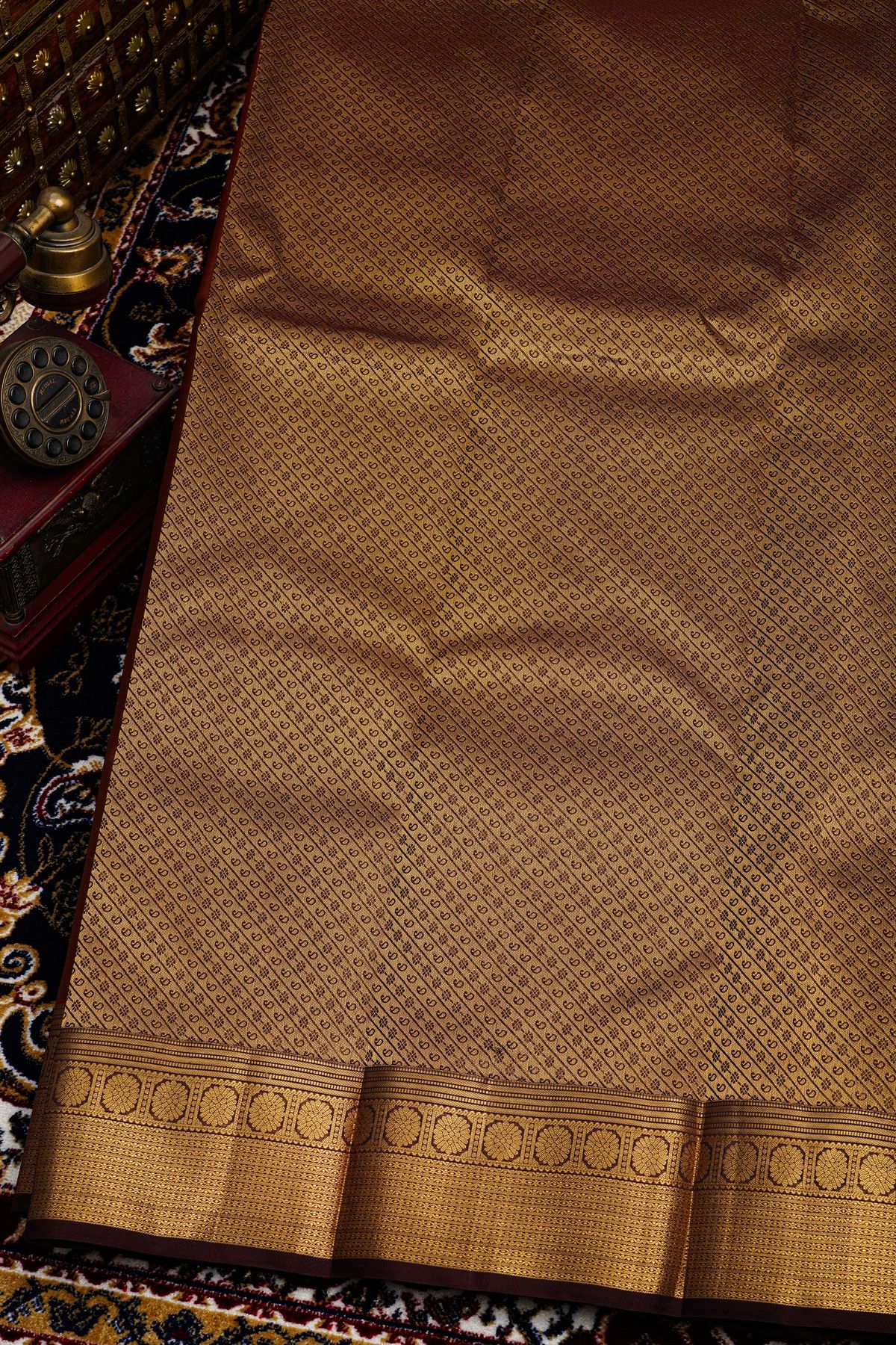 Kancheepuram Silk Rust Saree