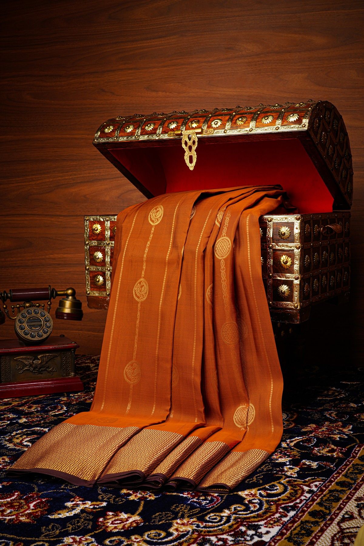 Kancheepuram Silk Rust Saree