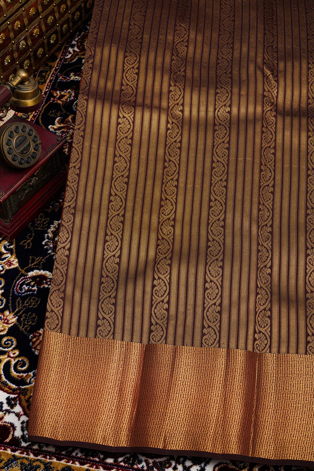 Kancheepuram Silk Rust Saree