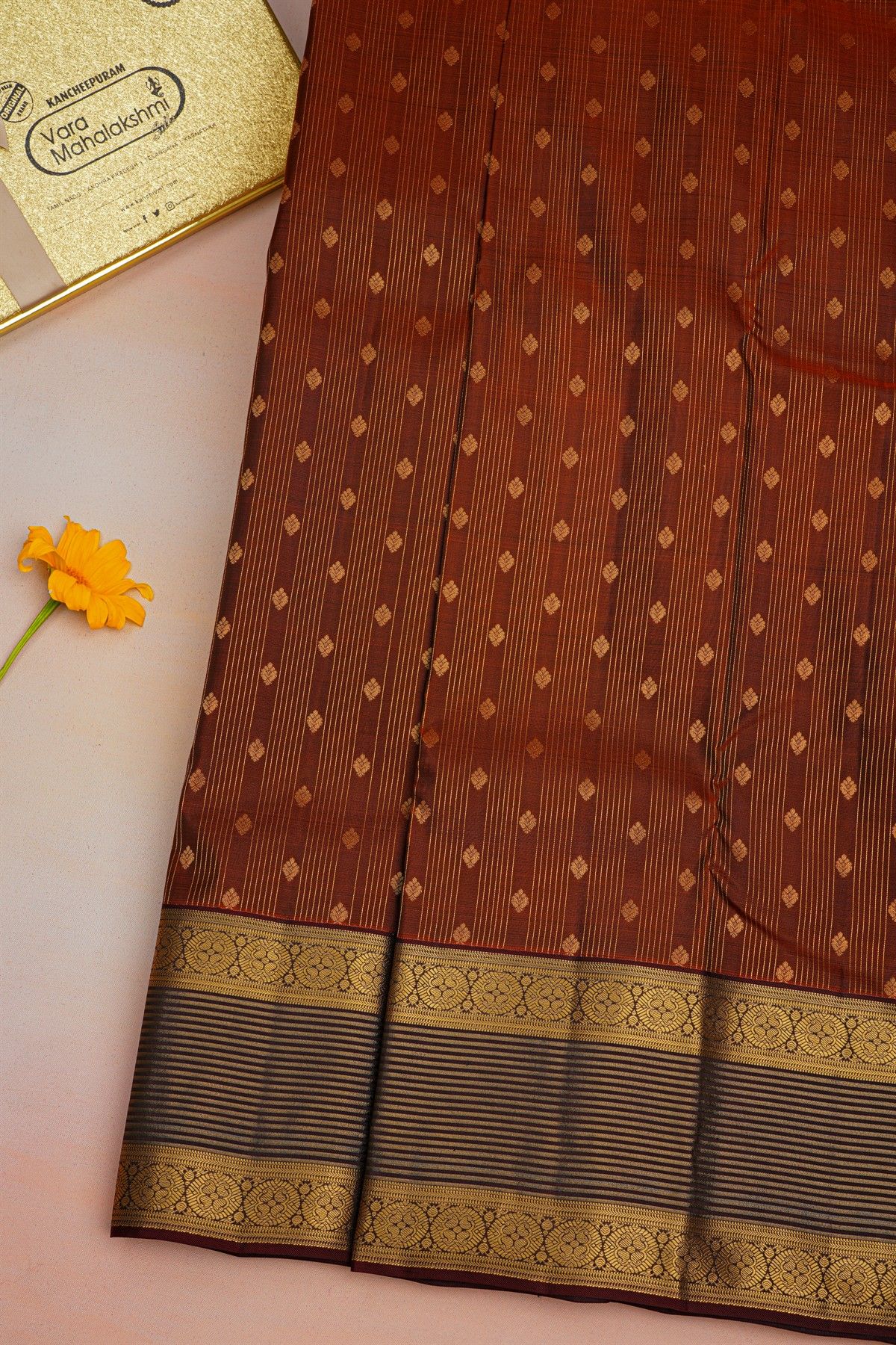 Kancheepuram Silk Dark Brown Saree