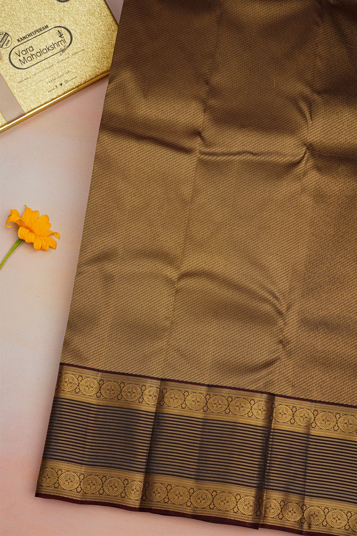 Kancheepuram Silk Dark Brown Saree