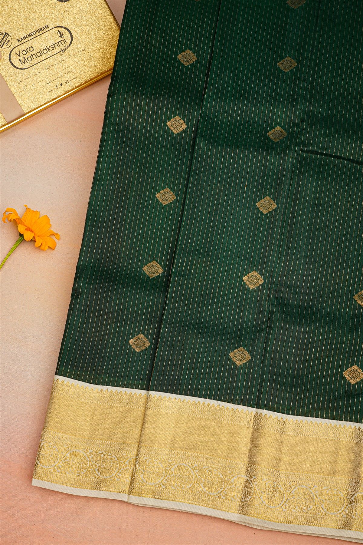 Kancheepuram Silk Bottle Green Saree