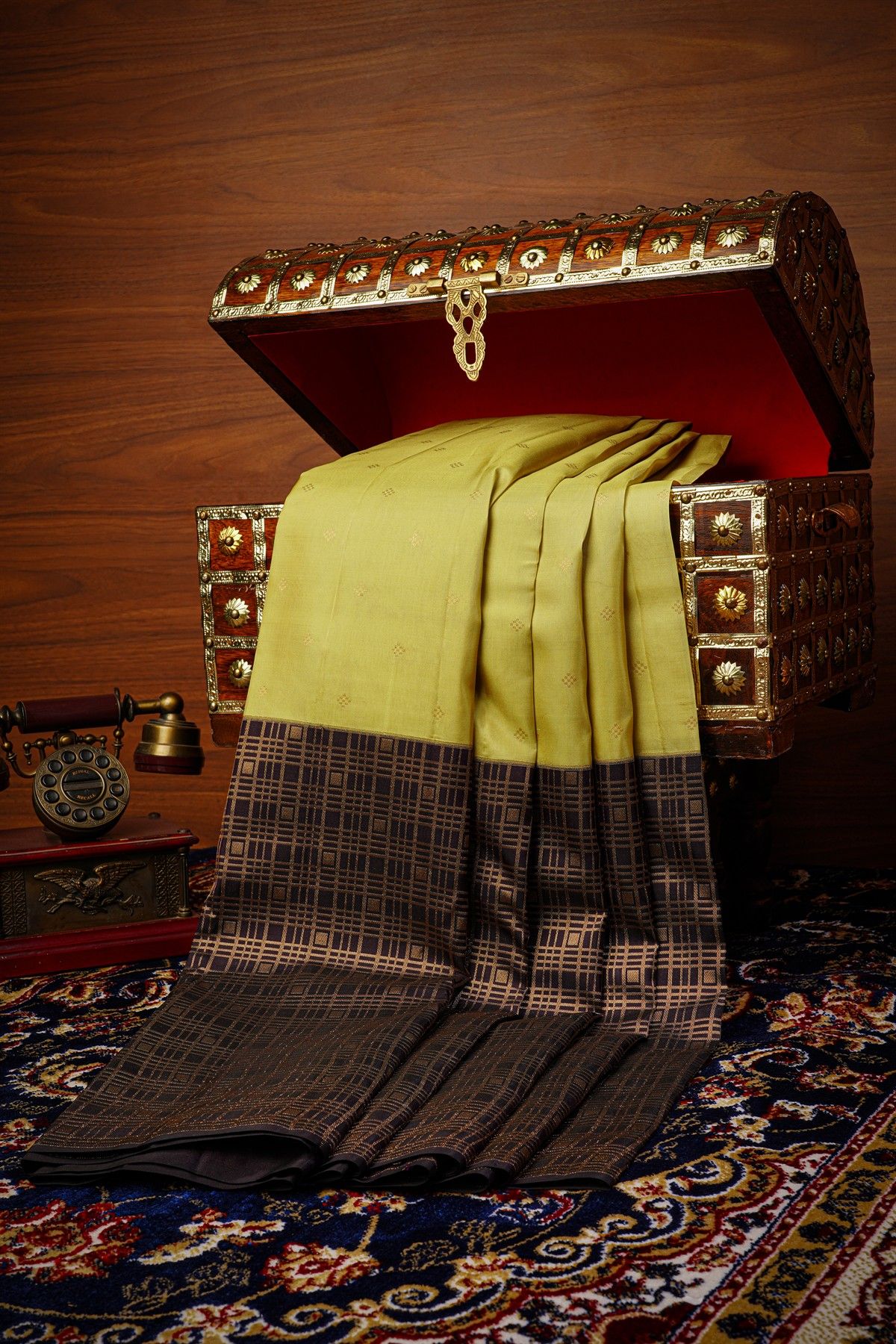 Kancheepuram Silk Lime Yellow Saree