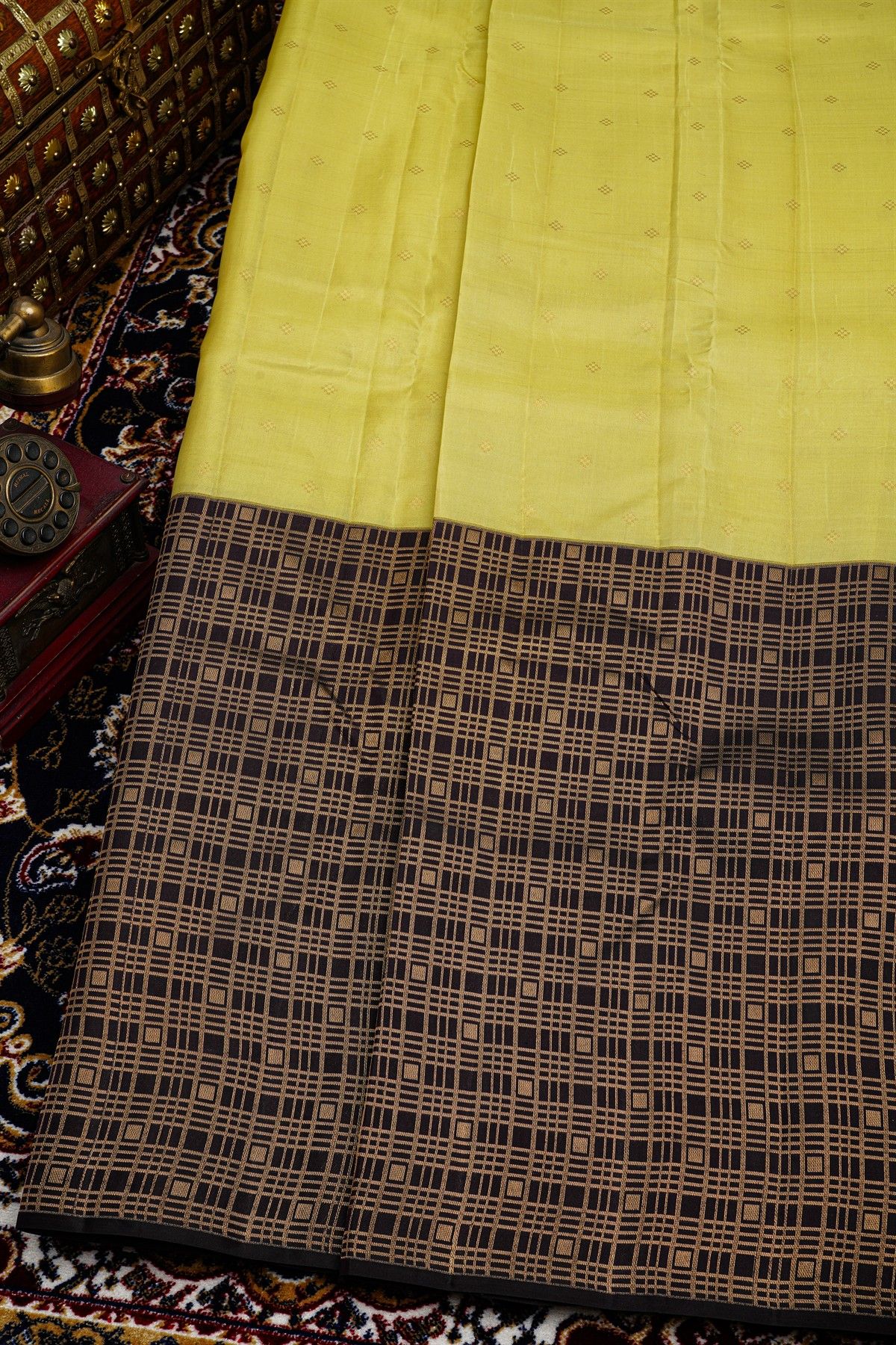 Kancheepuram Silk Lime Yellow Saree