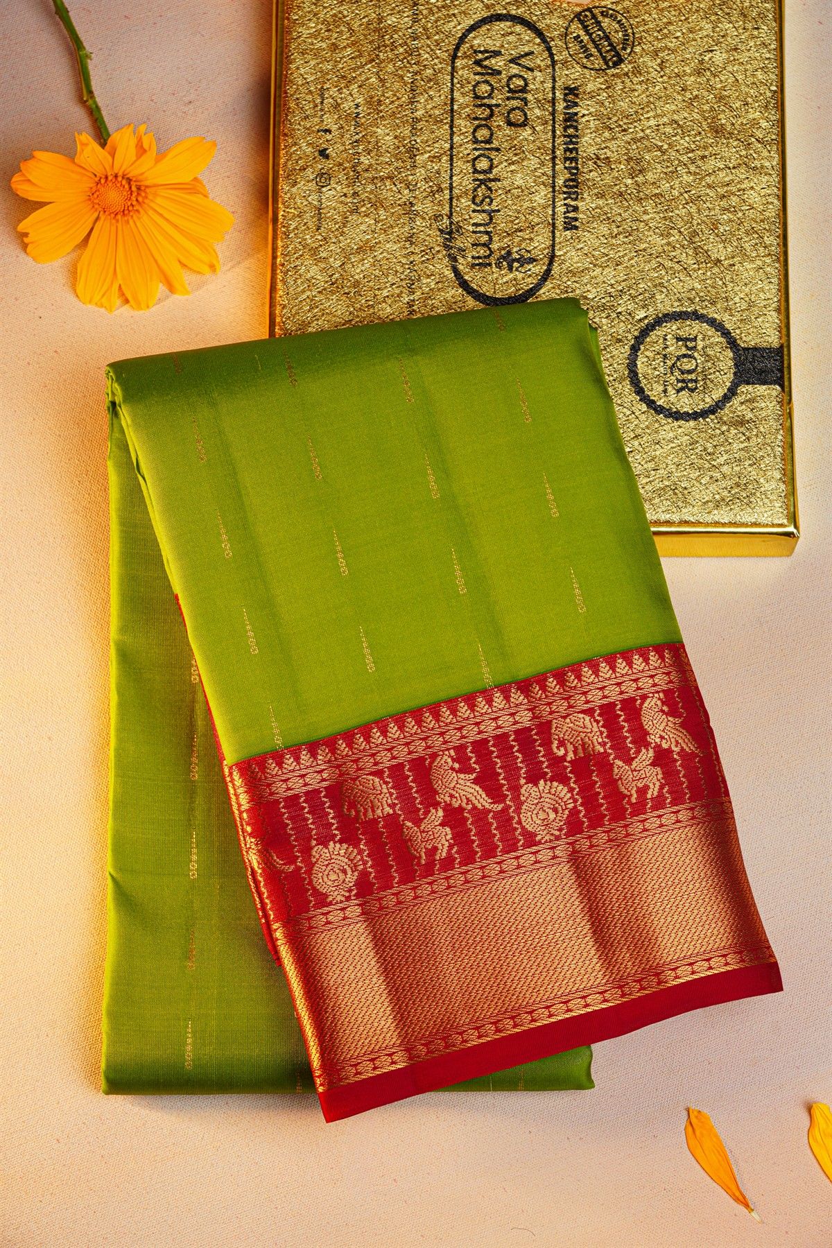 Kancheepuram Silk Parrot Green Saree