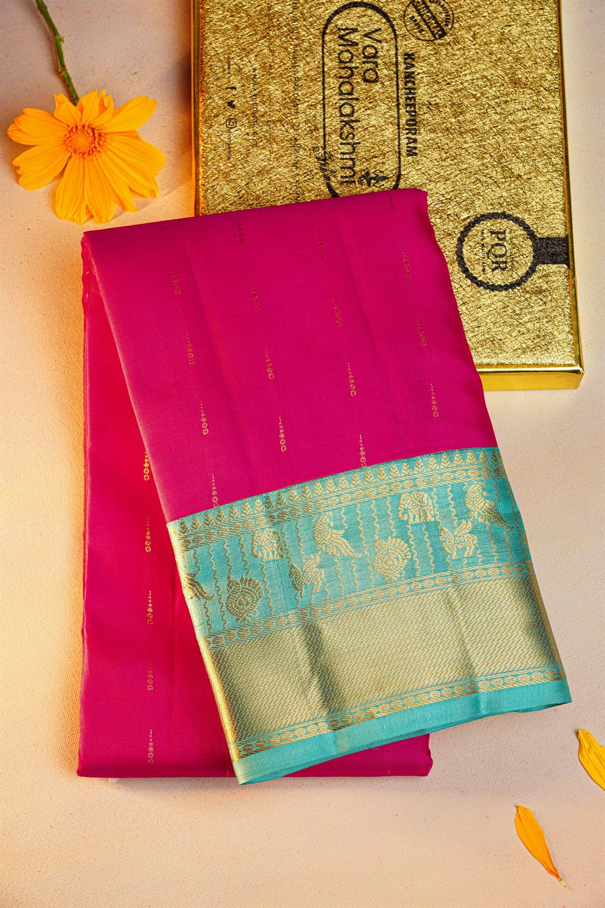 Kancheepuram Silk Rani Pink Saree
