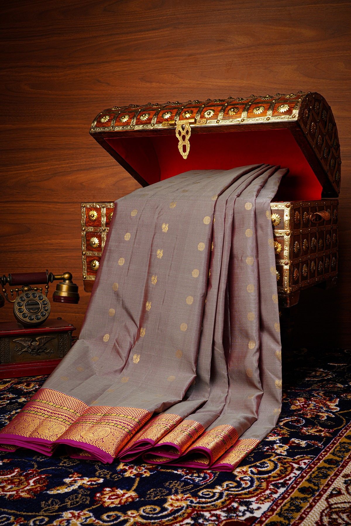 Kancheepuram Silk Grey Saree