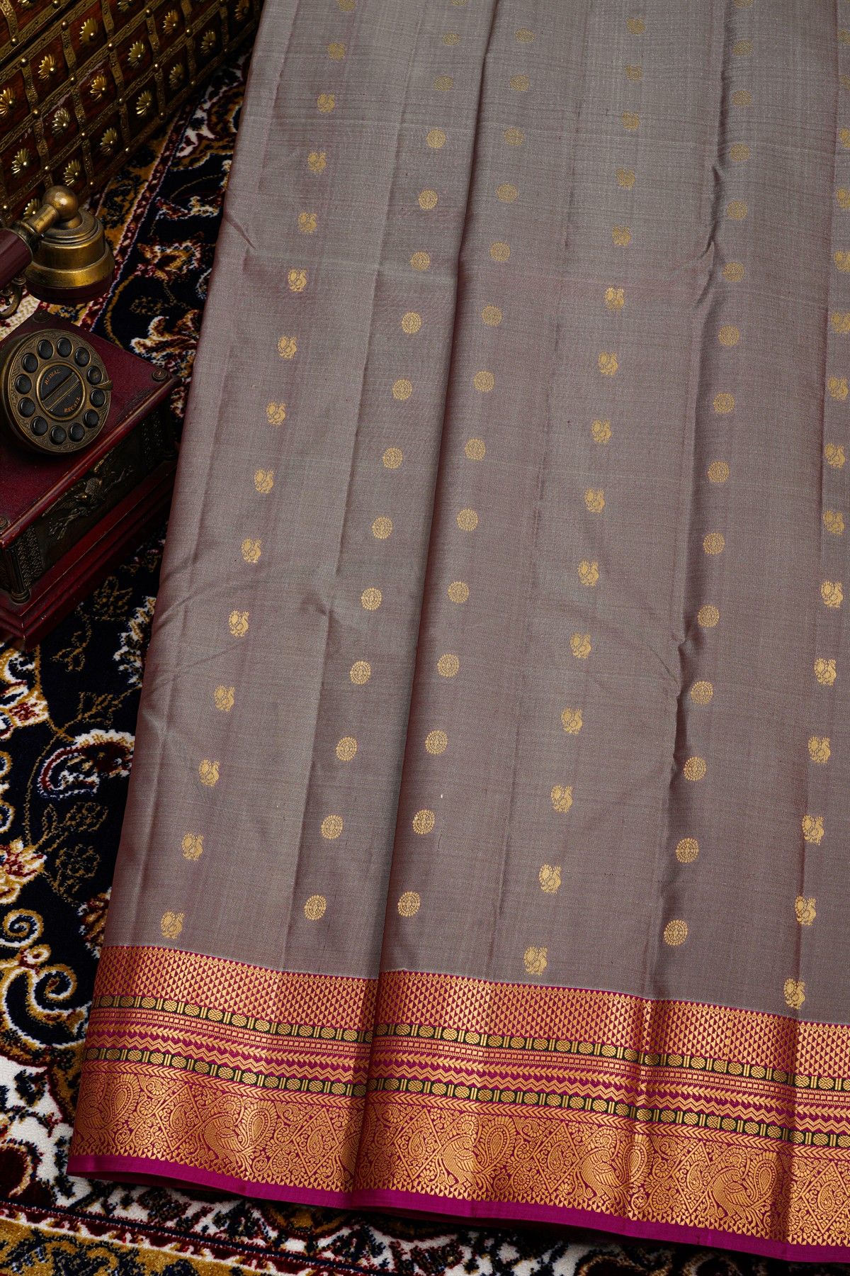 Kancheepuram Silk Grey Saree