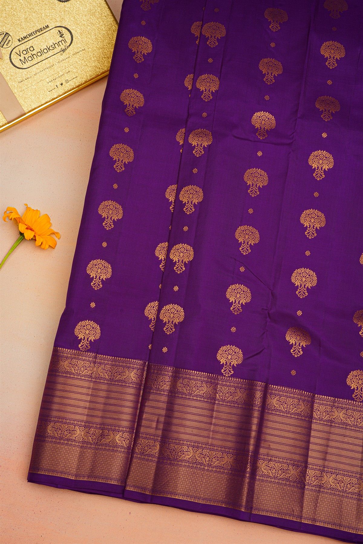 Kancheepuram Silk Dark Purple Saree