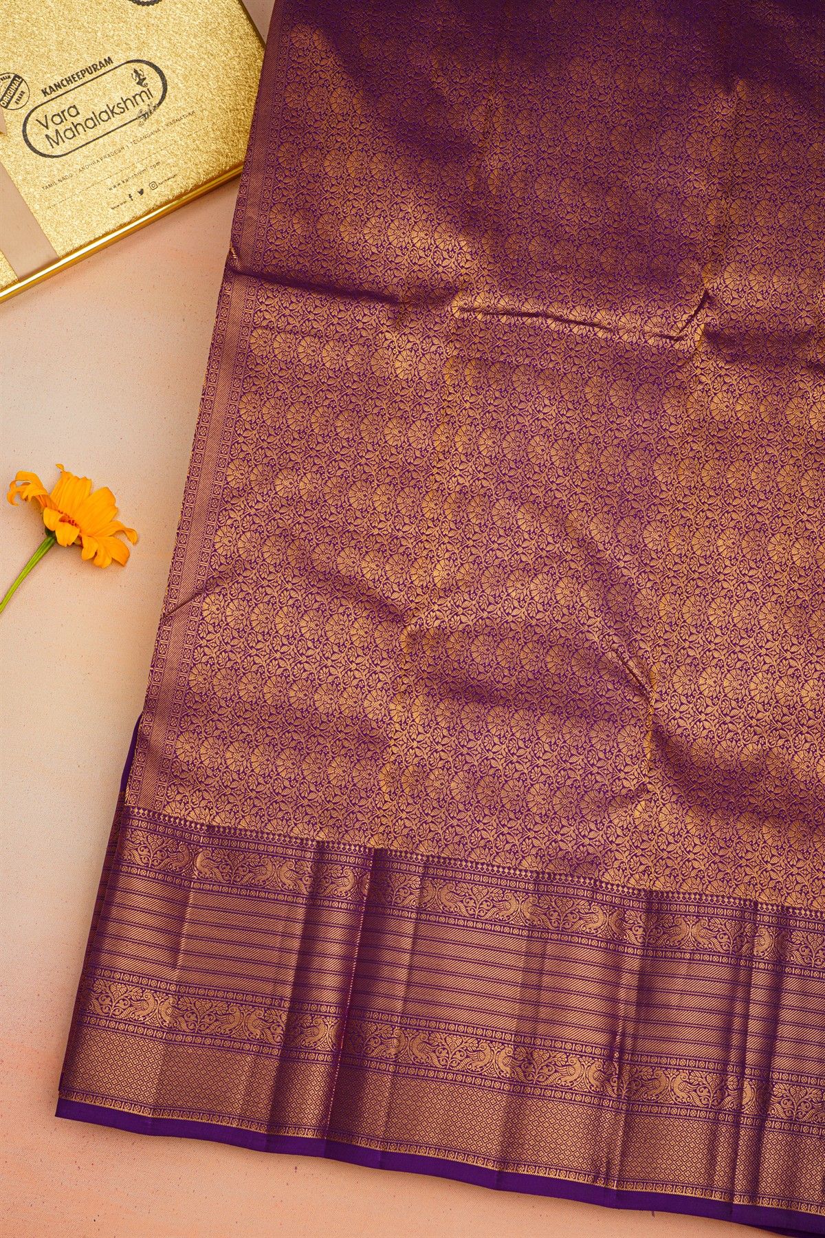 Kancheepuram Silk Dark Purple Saree