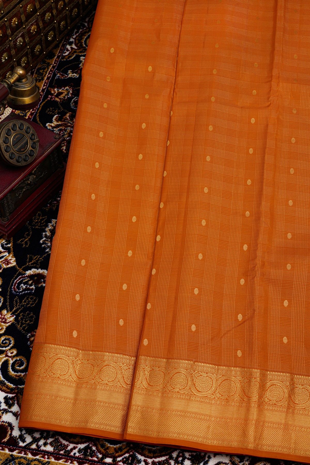 Kancheepuram Silk Rust Saree