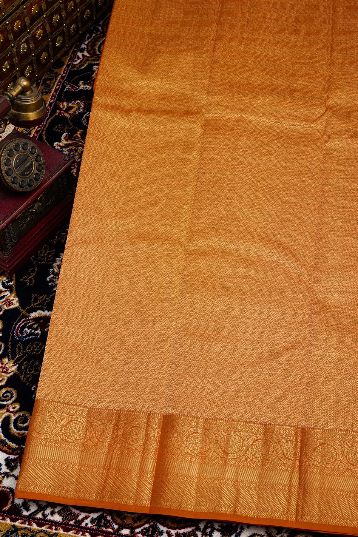 Kancheepuram Silk Rust Saree
