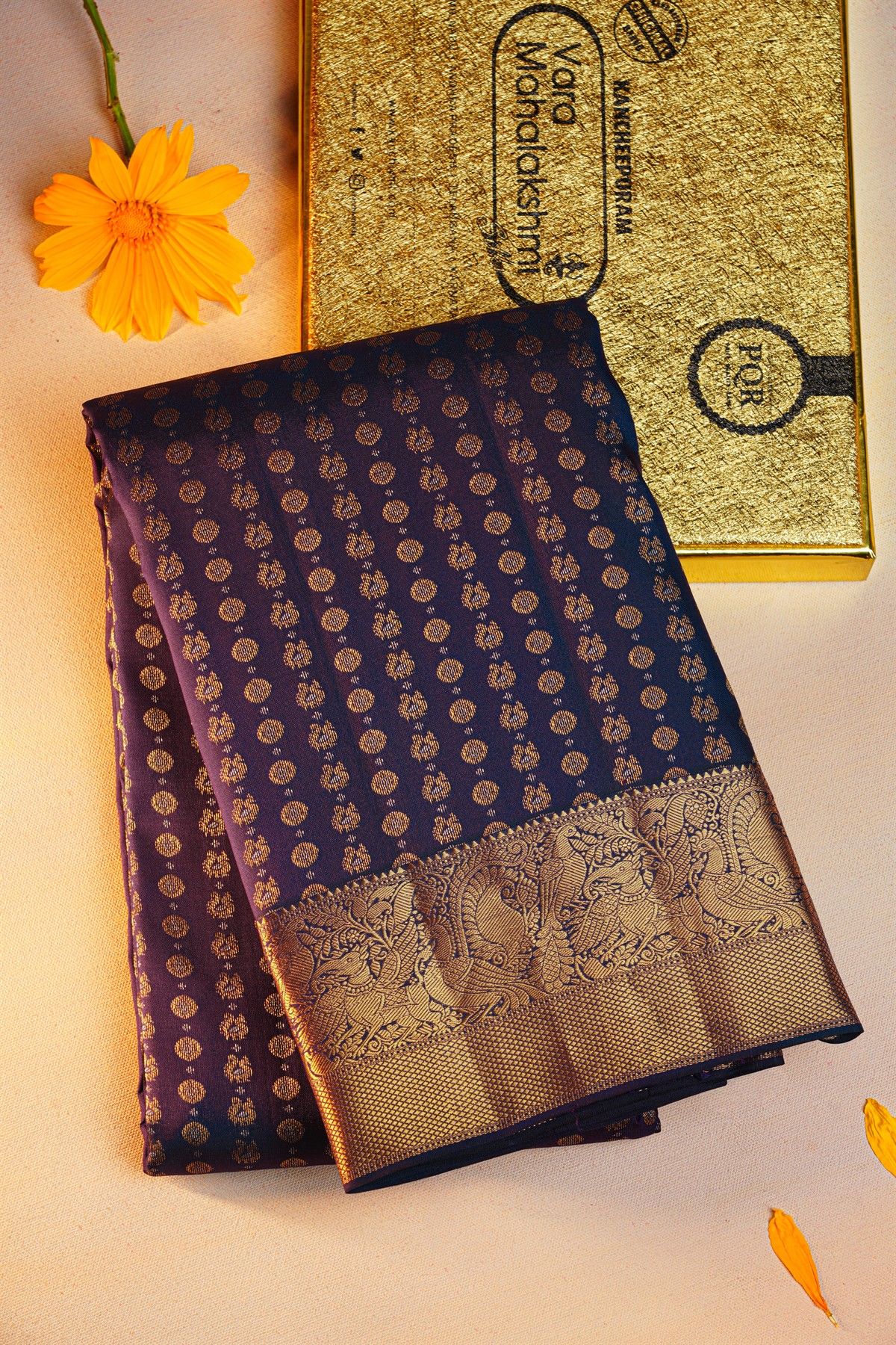 Kancheepuram Silk Navy Blue Saree