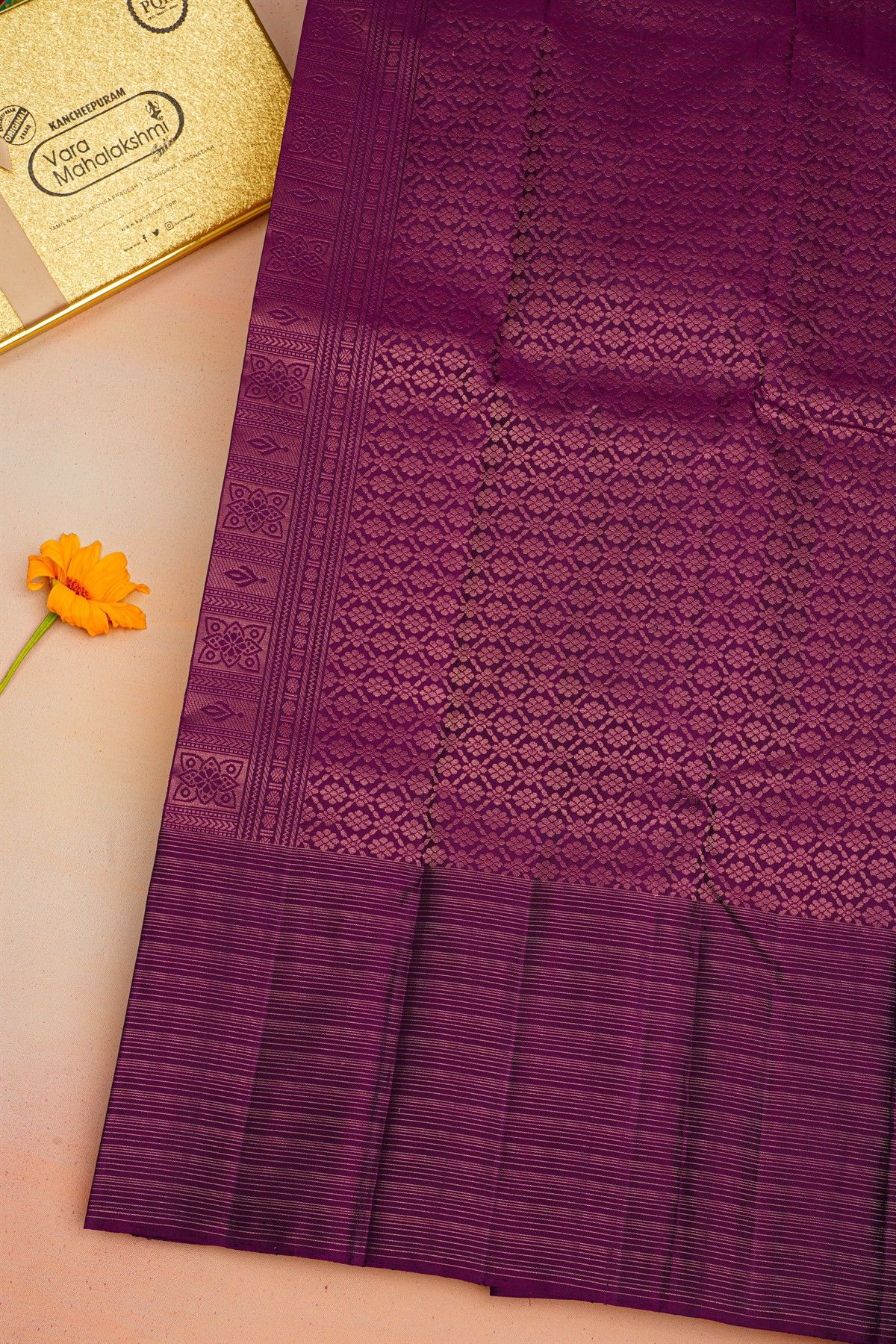 Kancheepuram Silk Dark Purple Saree