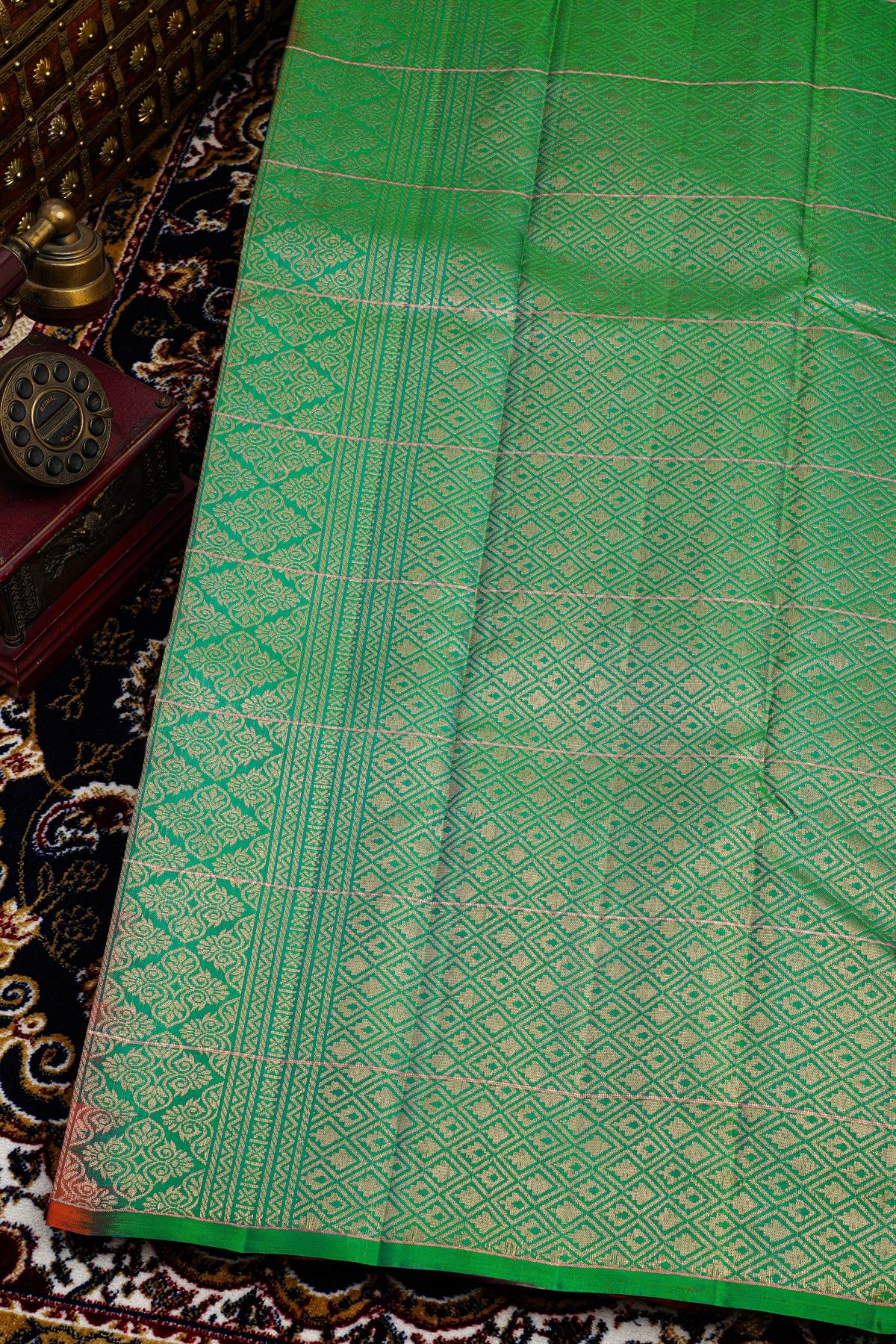 Kancheepuram Silk Rust Orange Saree