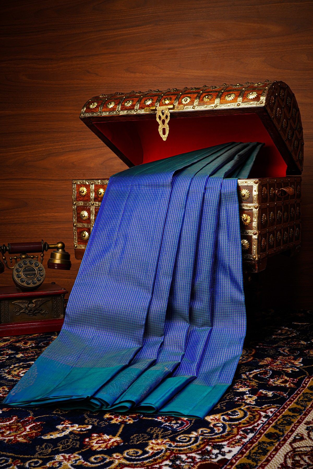 Kancheepuram Silk Peacock Blue Saree