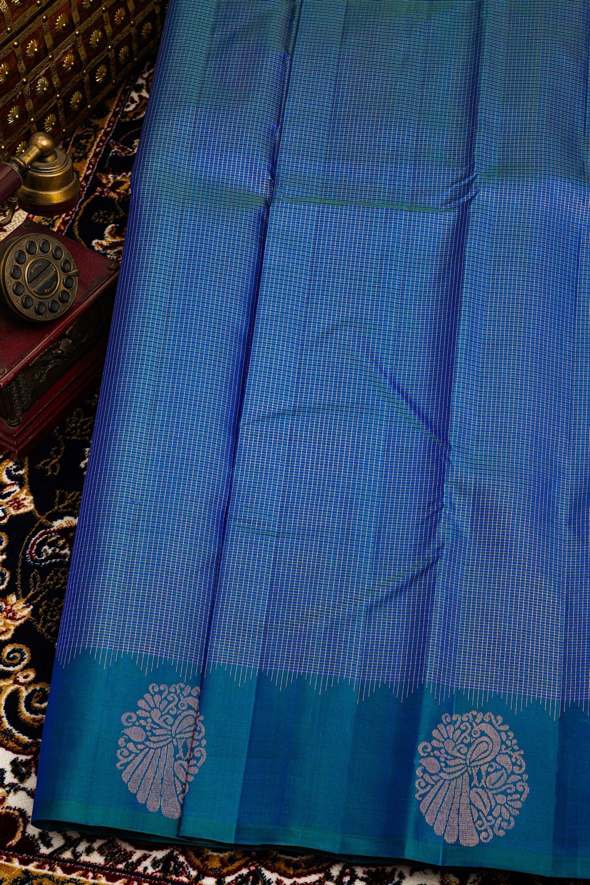 Kancheepuram Silk Peacock Blue Saree