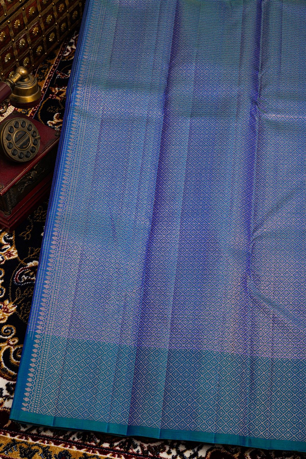 Kancheepuram Silk Peacock Blue Saree