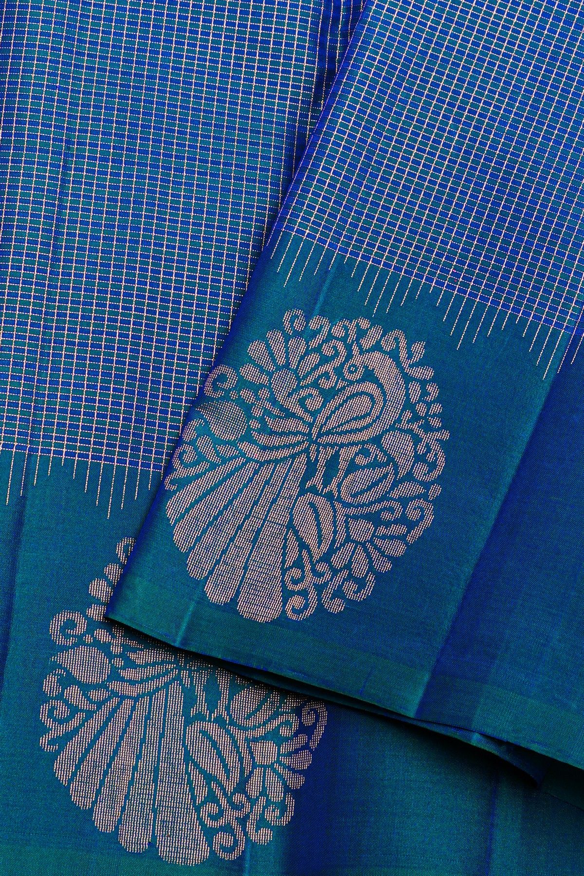 Kancheepuram Silk Peacock Blue Saree