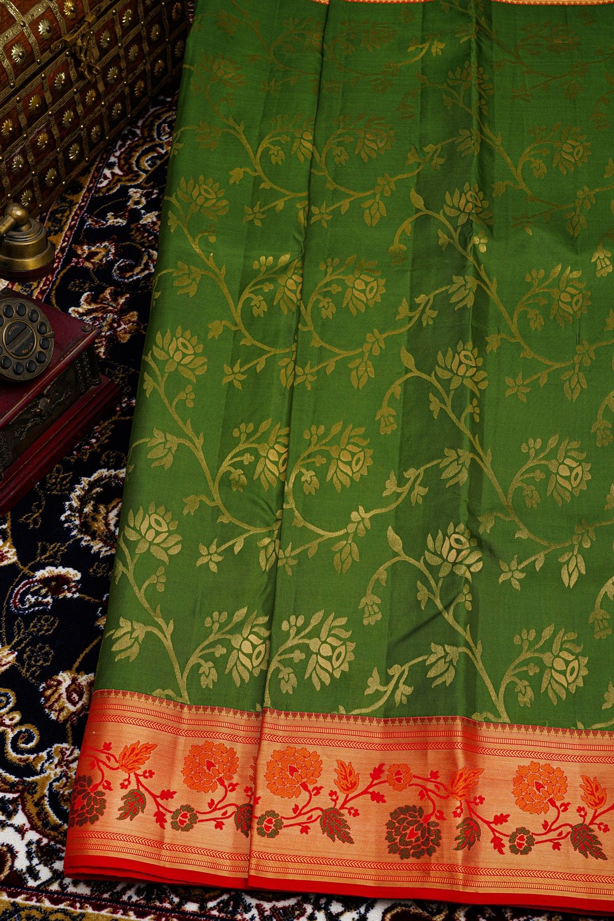 Kancheepuram Silk Bottle Green Saree